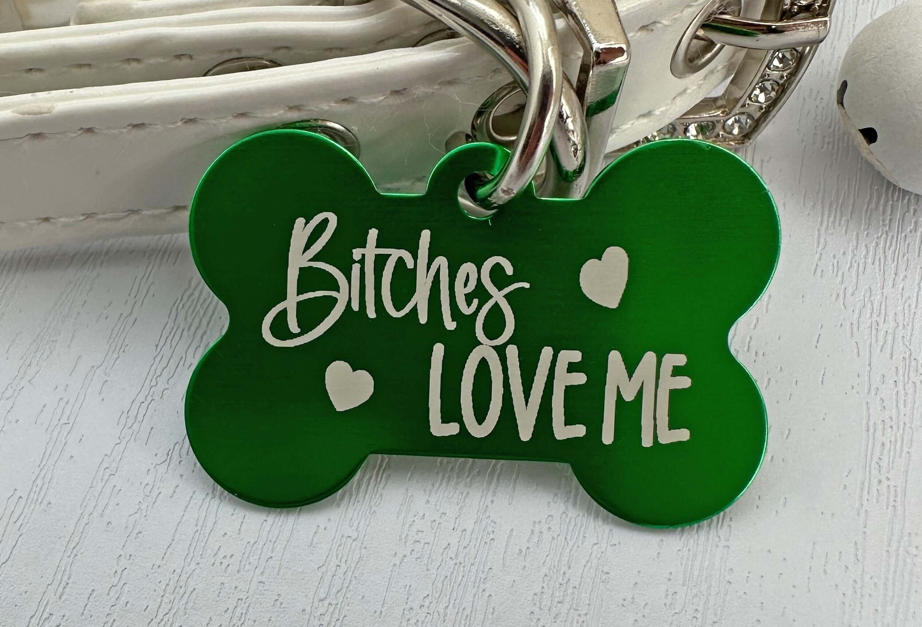 Bitches Love Me Dog ID Tag - Humorous Personalized Pet Tag for Safety and Style - Eastcoast Engraving