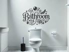 Bathroom wall decal with bubble accents on white tile