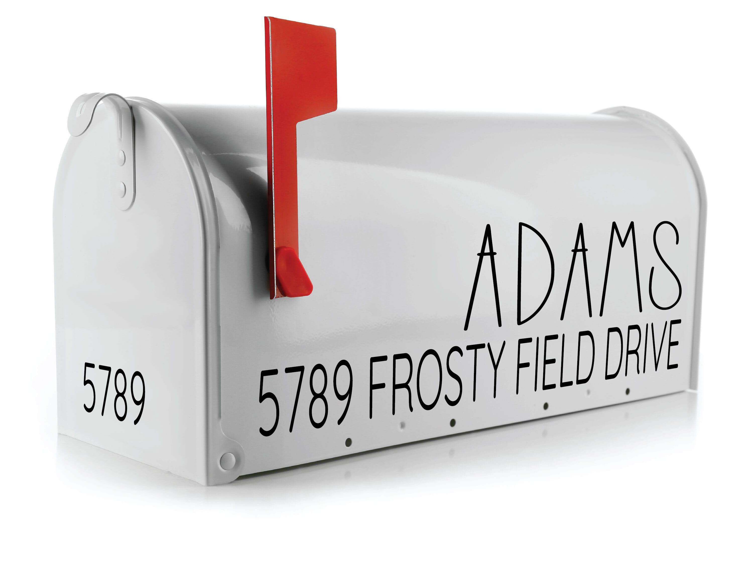 Custom weatherproof mailbox decal on residential mailbox