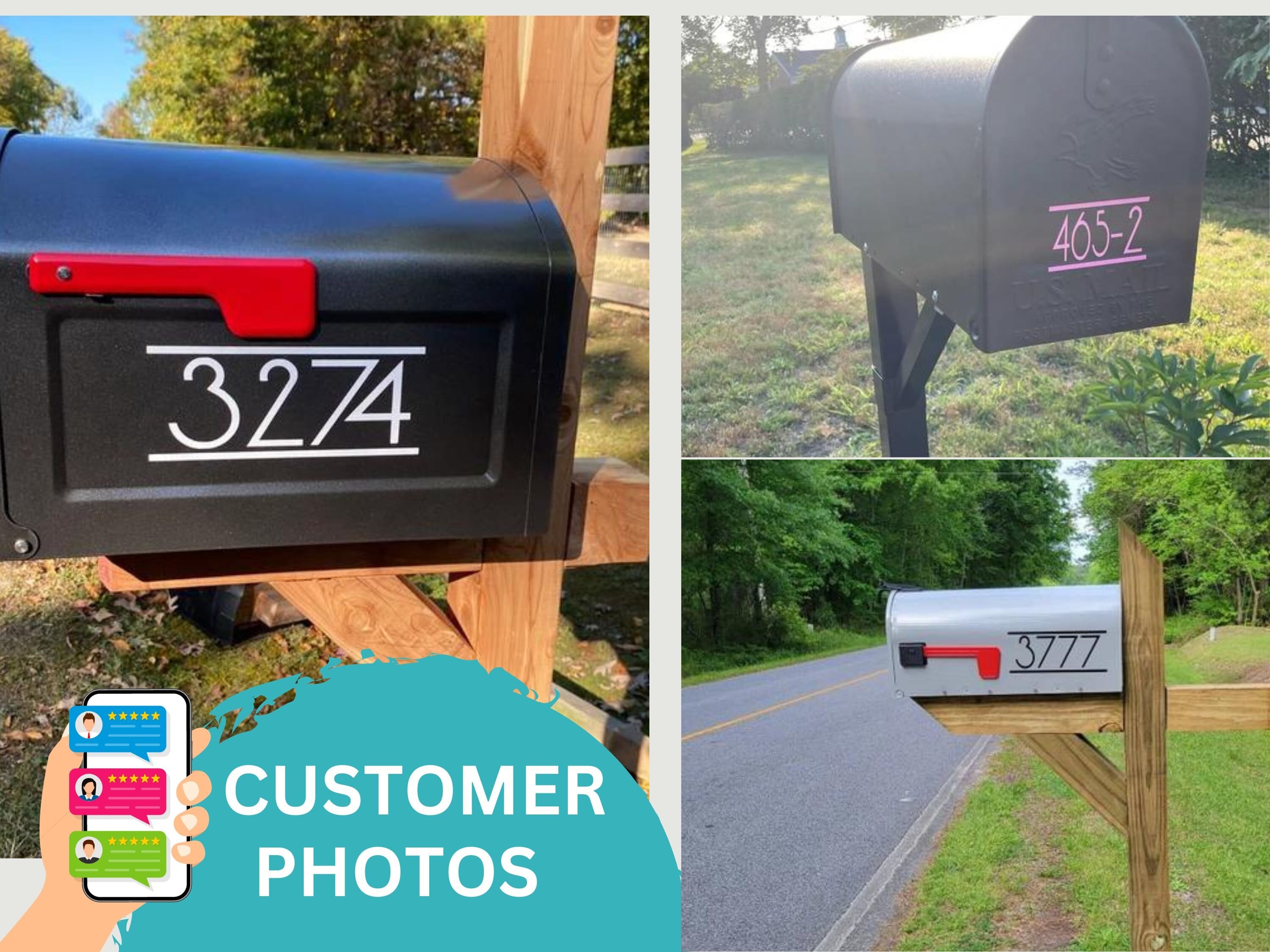 Mailbox Decal - Modern Numbers - Eastcoast Engraving