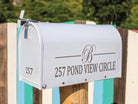 Plain Elegance Personalized Mailbox Decal - Script Initial & Street Address - Eastcoast Engraving
