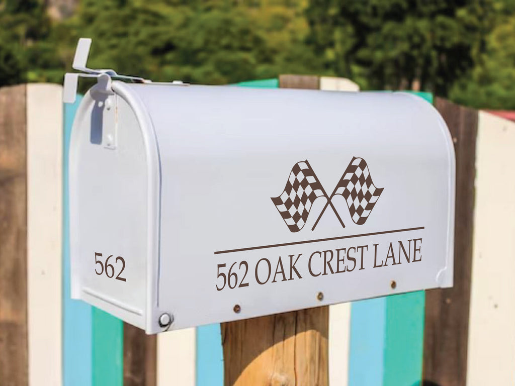 Racing Flag Mailbox Decal - Personalized Racing-Inspired Design - Eastcoast Engraving
