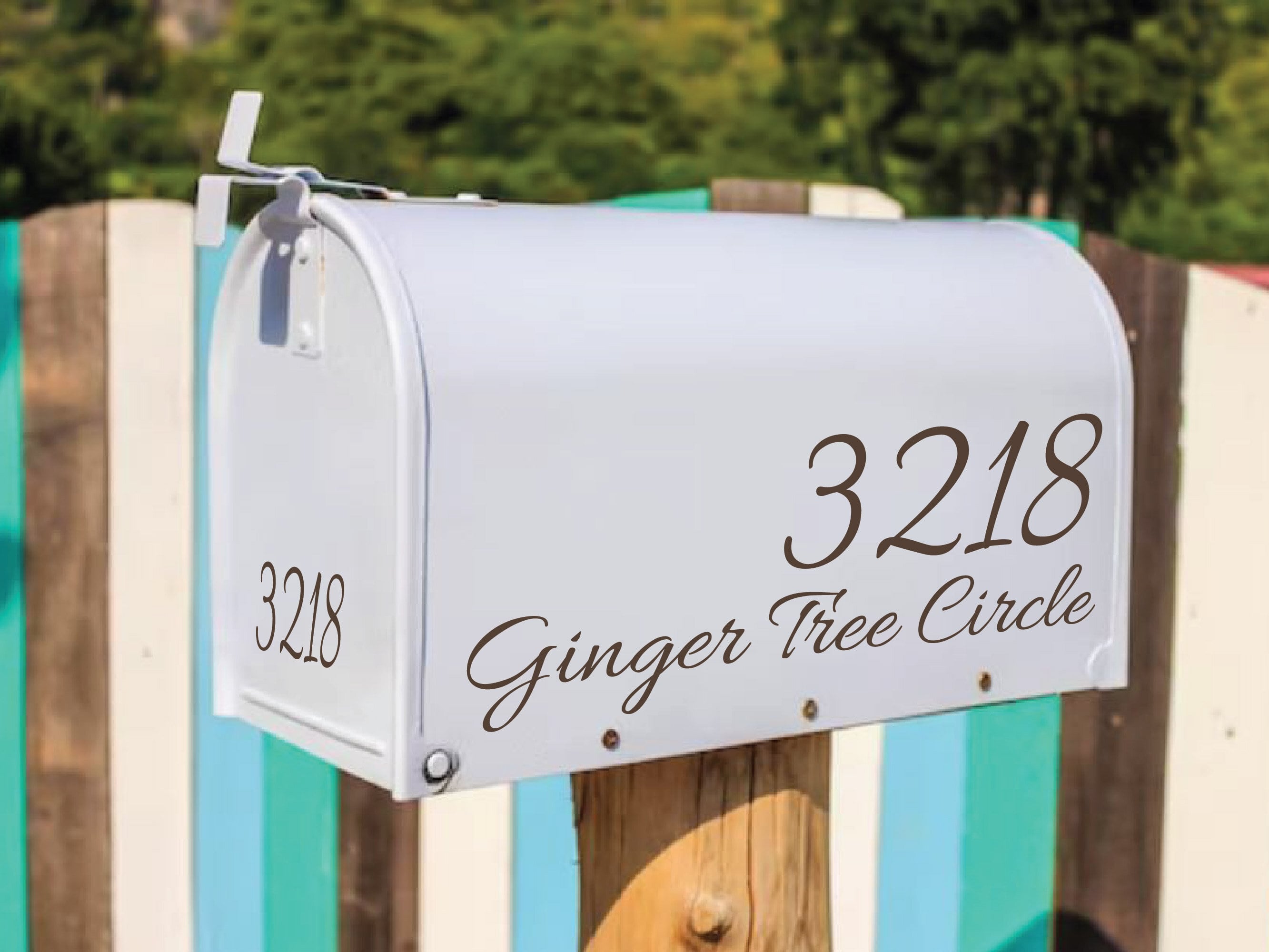 modern layout mailbox decal with number and street line