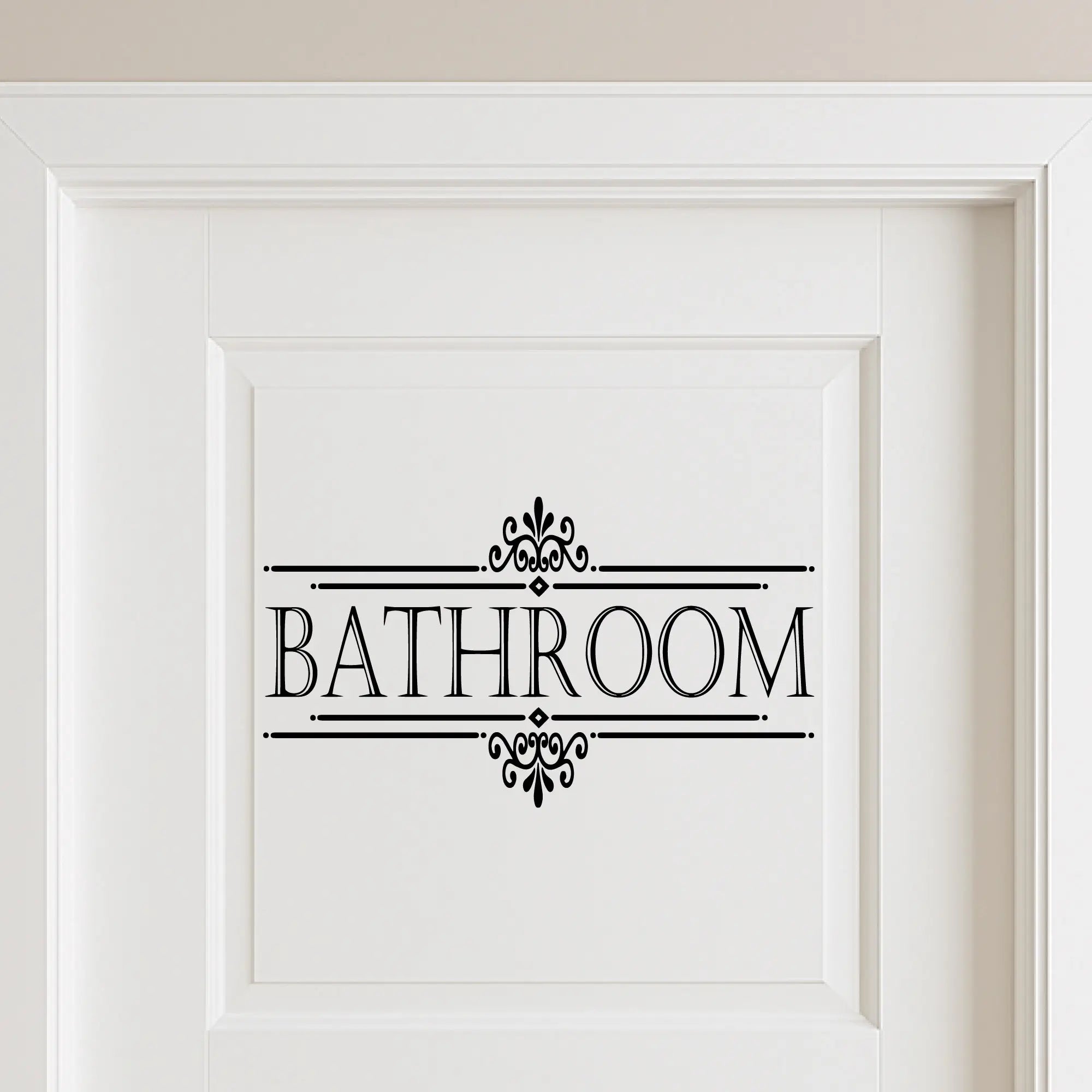 Bathroom vinyl wall sticker on white bathroom door