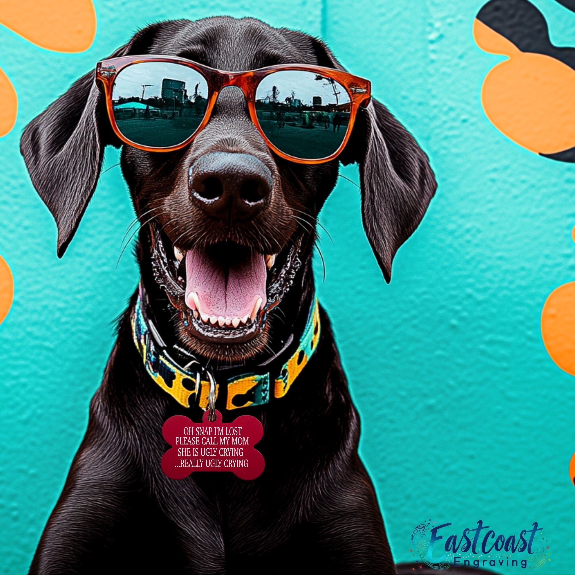 Funny dog collar name tag - Custom engraved pet ID tag with humorous saying in bone shape