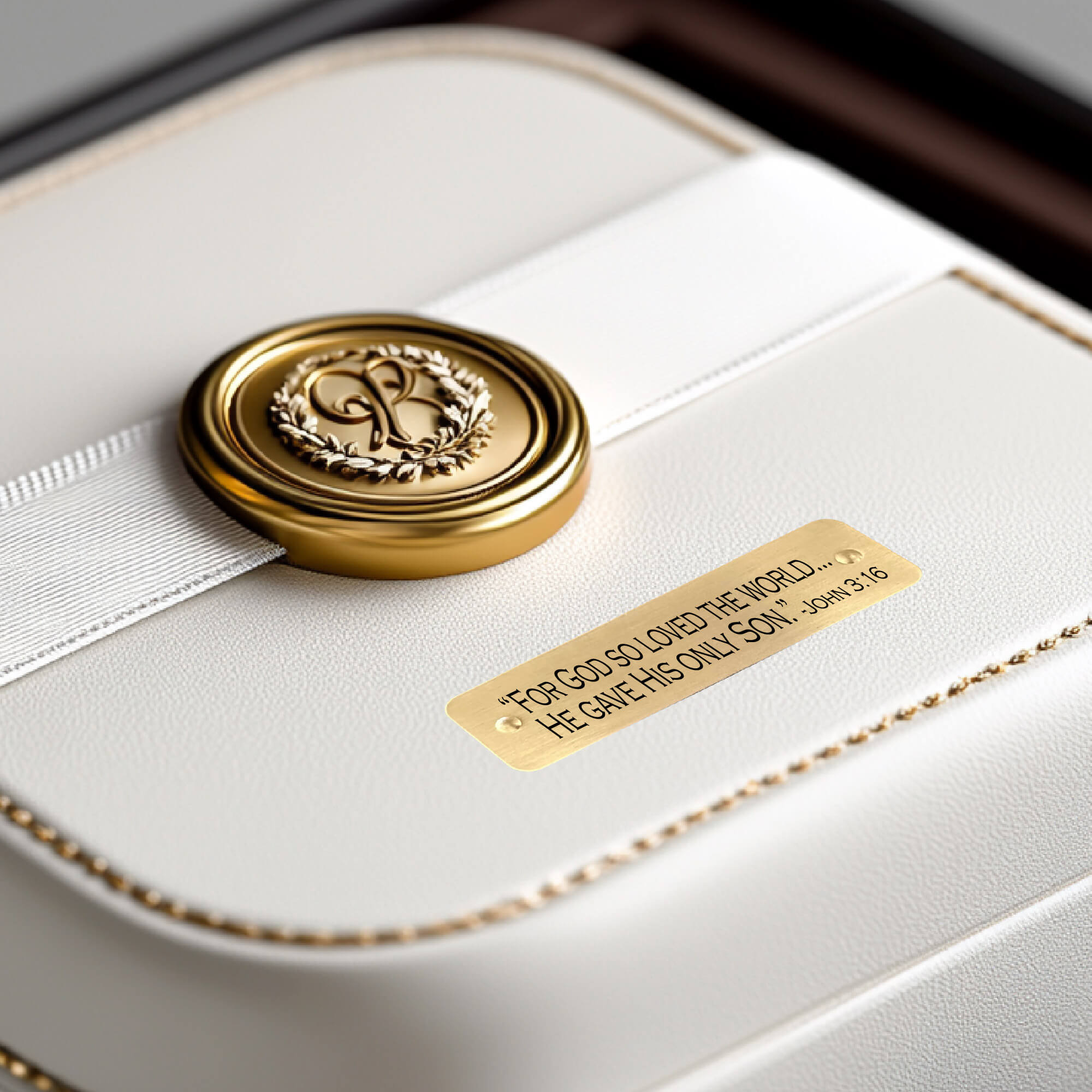 Christian engraved Bible tag with adhesive backing