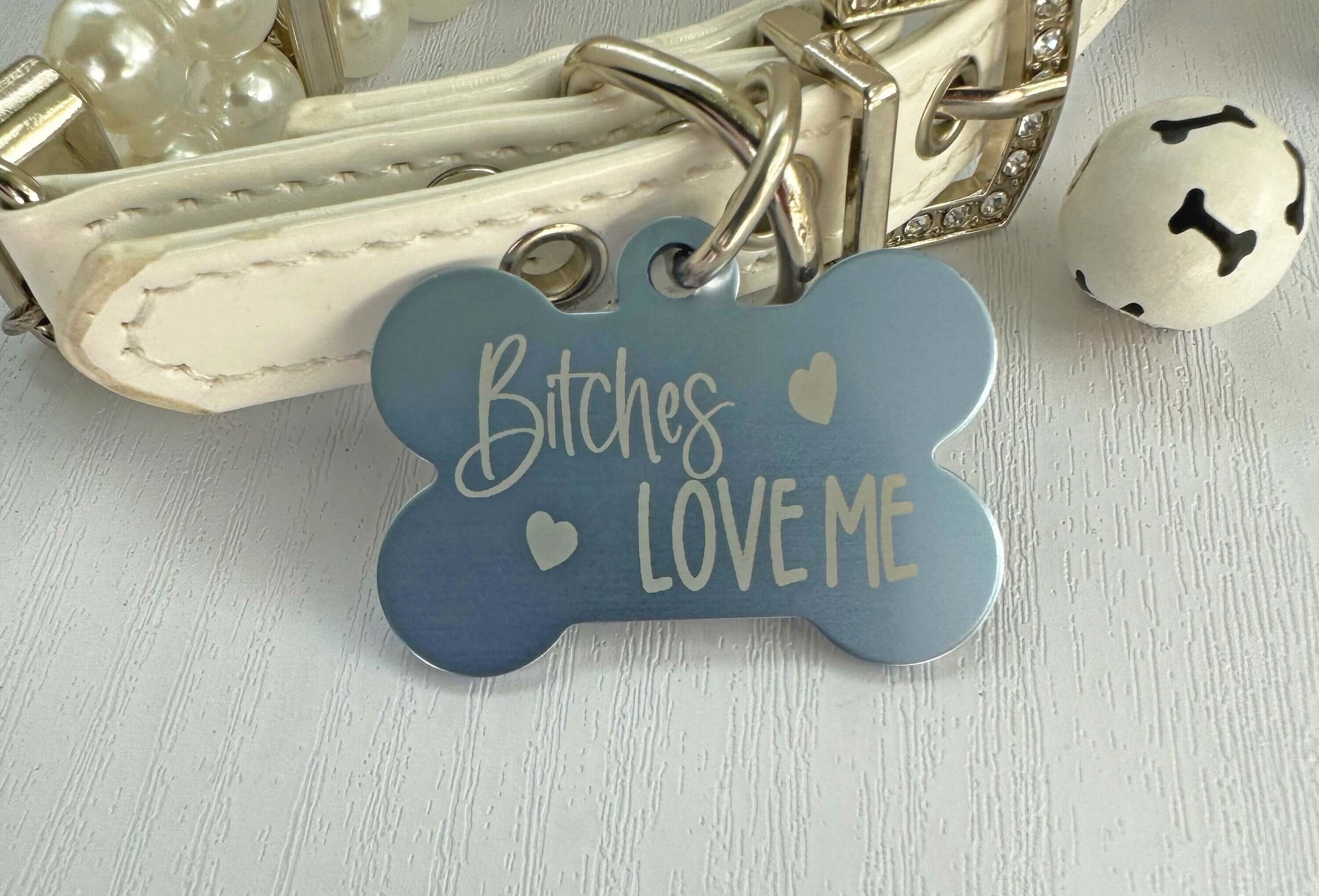 Bitches Love Me Dog ID Tag - Humorous Personalized Pet Tag for Safety and Style - Eastcoast Engraving