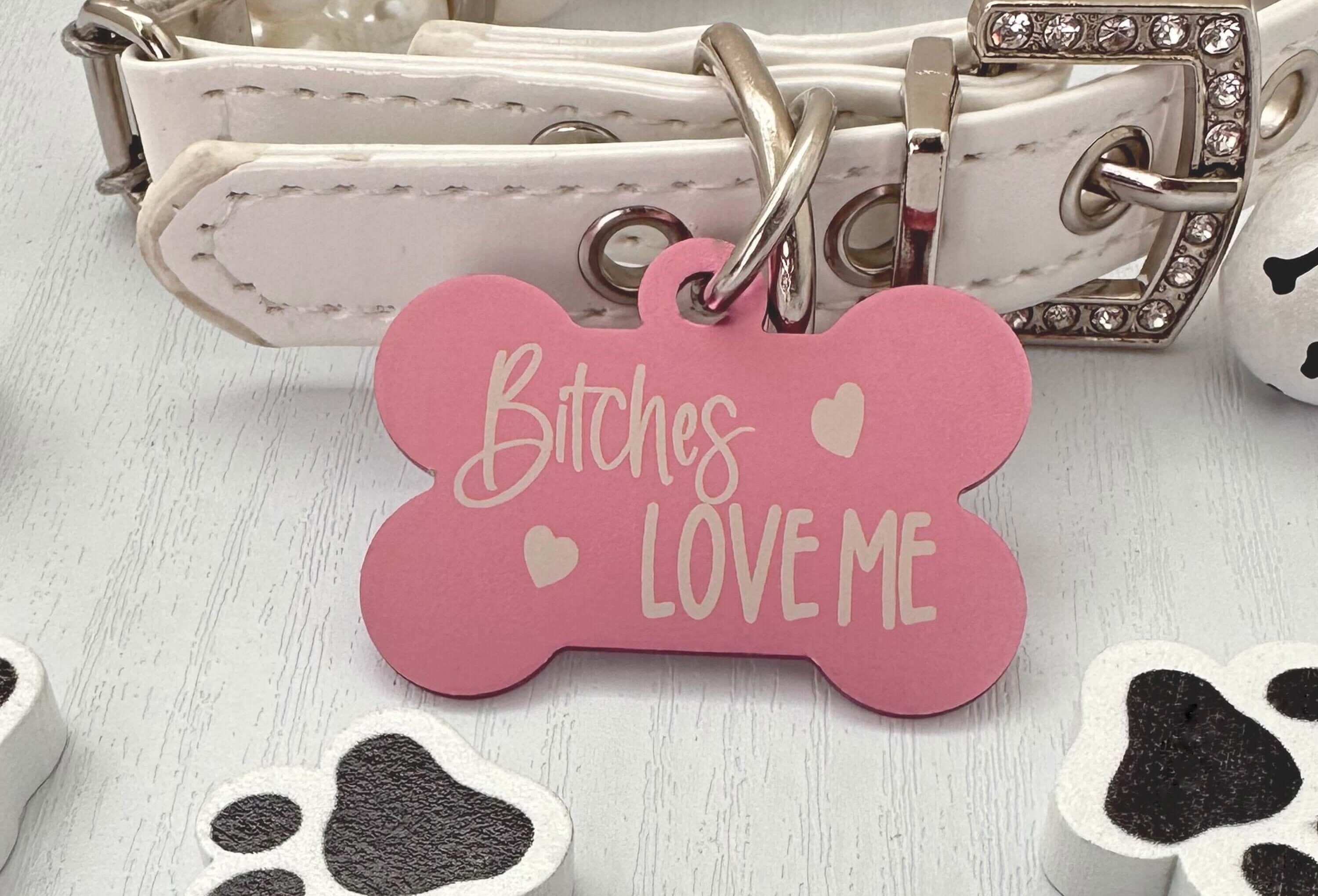 Bitches Love Me Dog ID Tag - Humorous Personalized Pet Tag for Safety and Style - Eastcoast Engraving