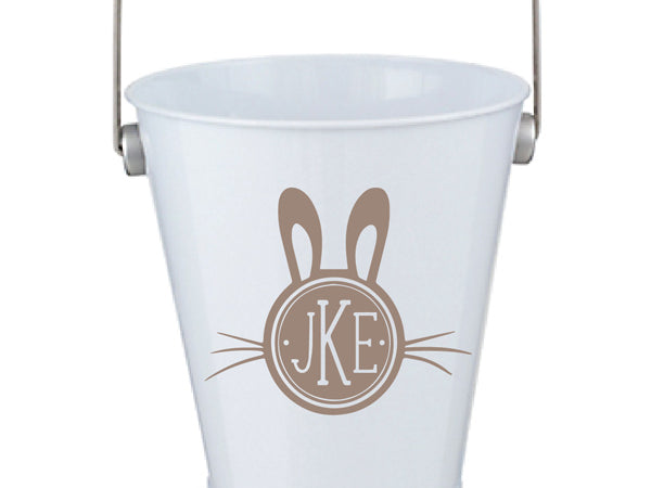 Bunny monogram decal, customizable with three initials, 3.35 x 3.35 inch vinyl sticker for Easter decorations and gifts