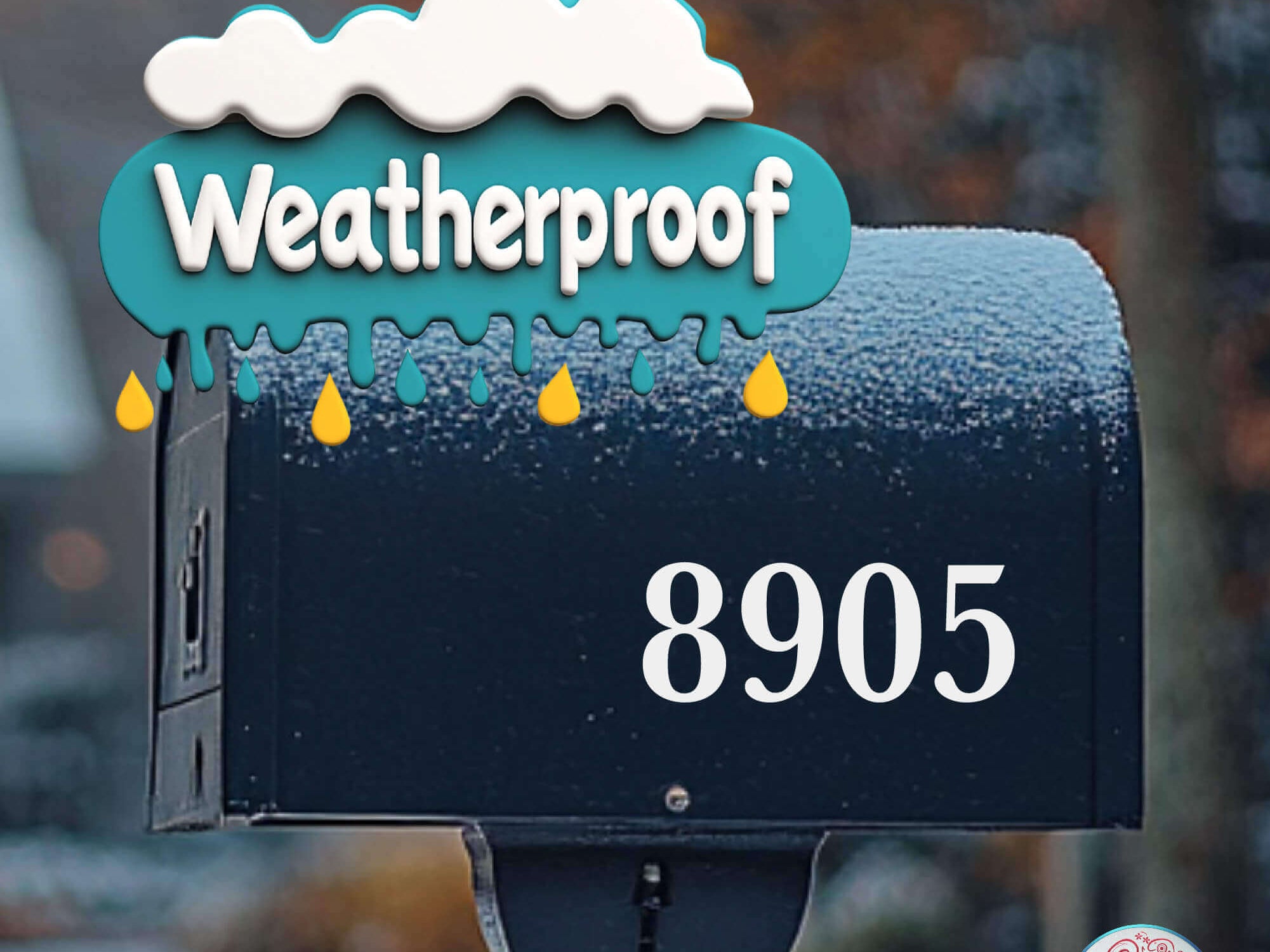 Weatherproof Reflective Mailbox Decal on Metal Mailbox