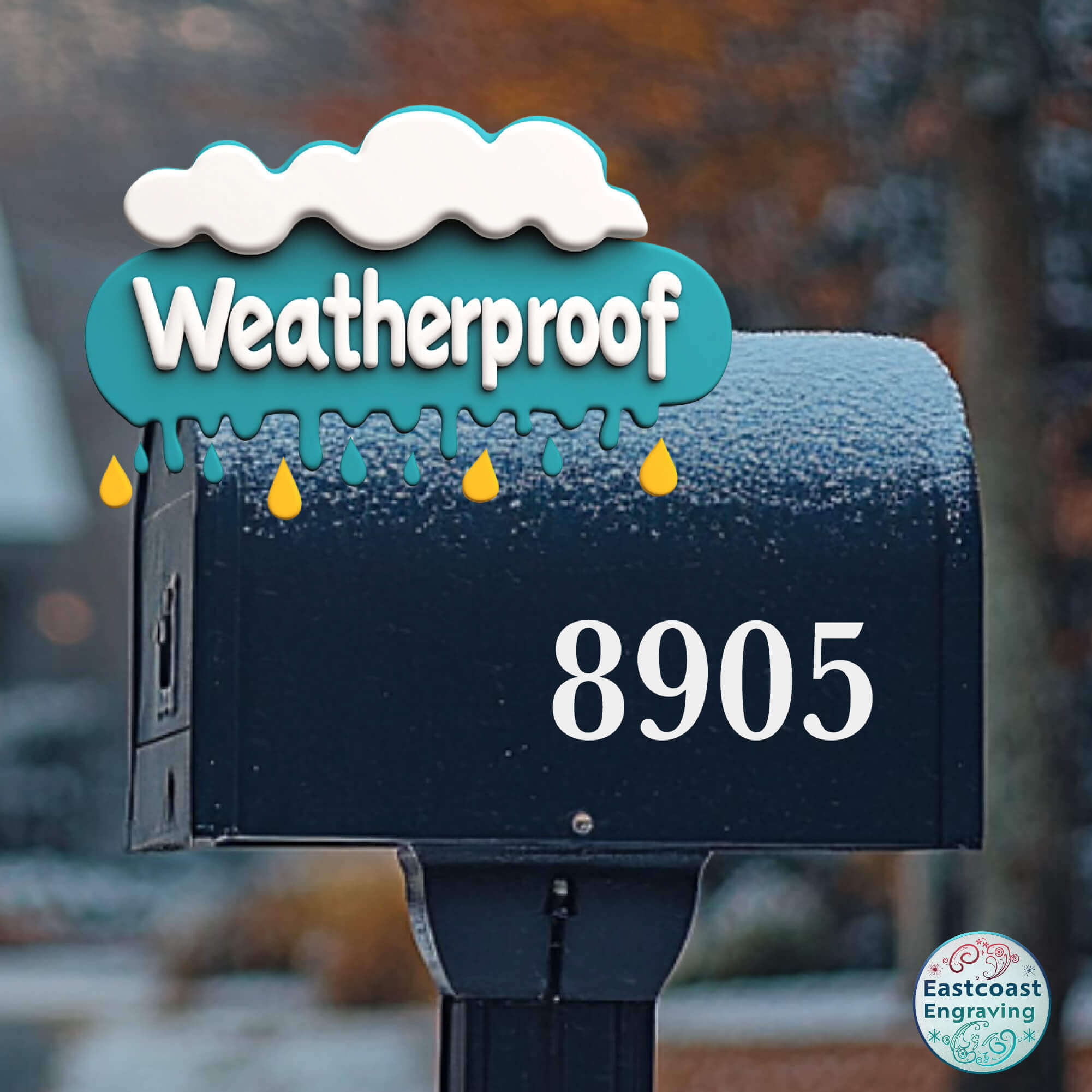 Weatherproof Reflective Mailbox Decal on Metal Mailbox