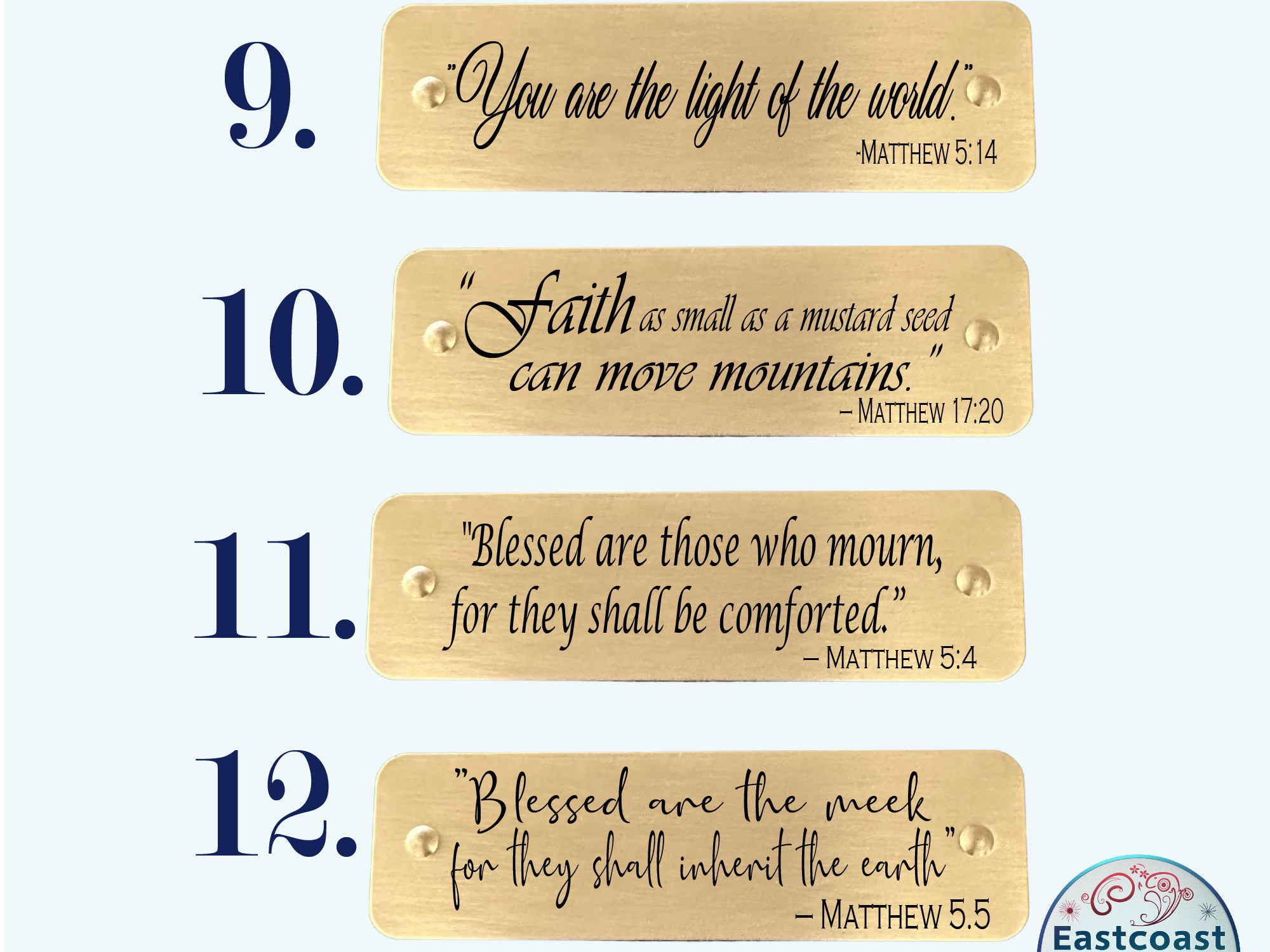 Personalized engraved Bible verse tags for faith-based gifts and home decor