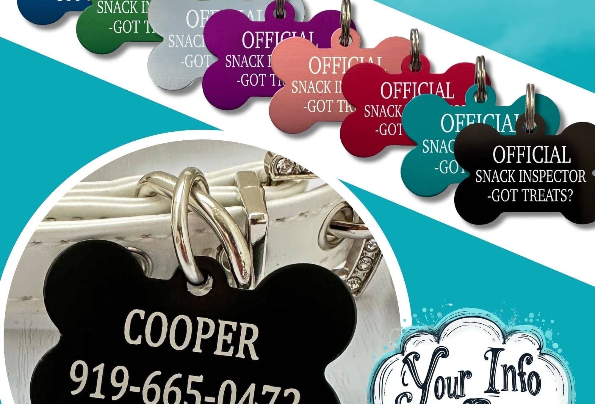 Engraved Side View of Funny Dog ID Tag – Personalized for Pets
