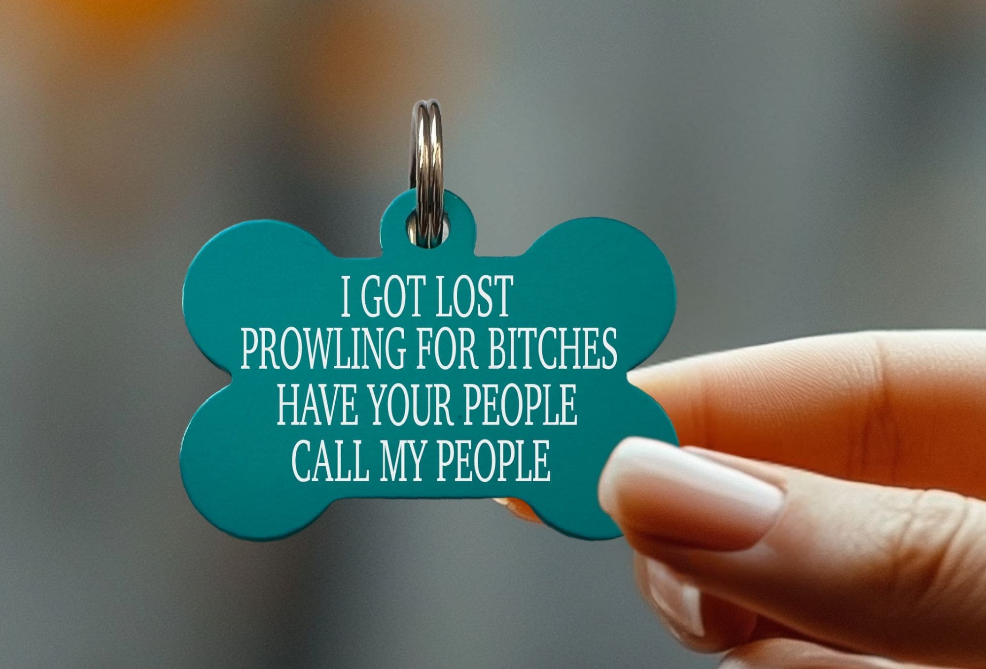 Lightweight and durable pet tag featuring "Prowling for Bitches" saying