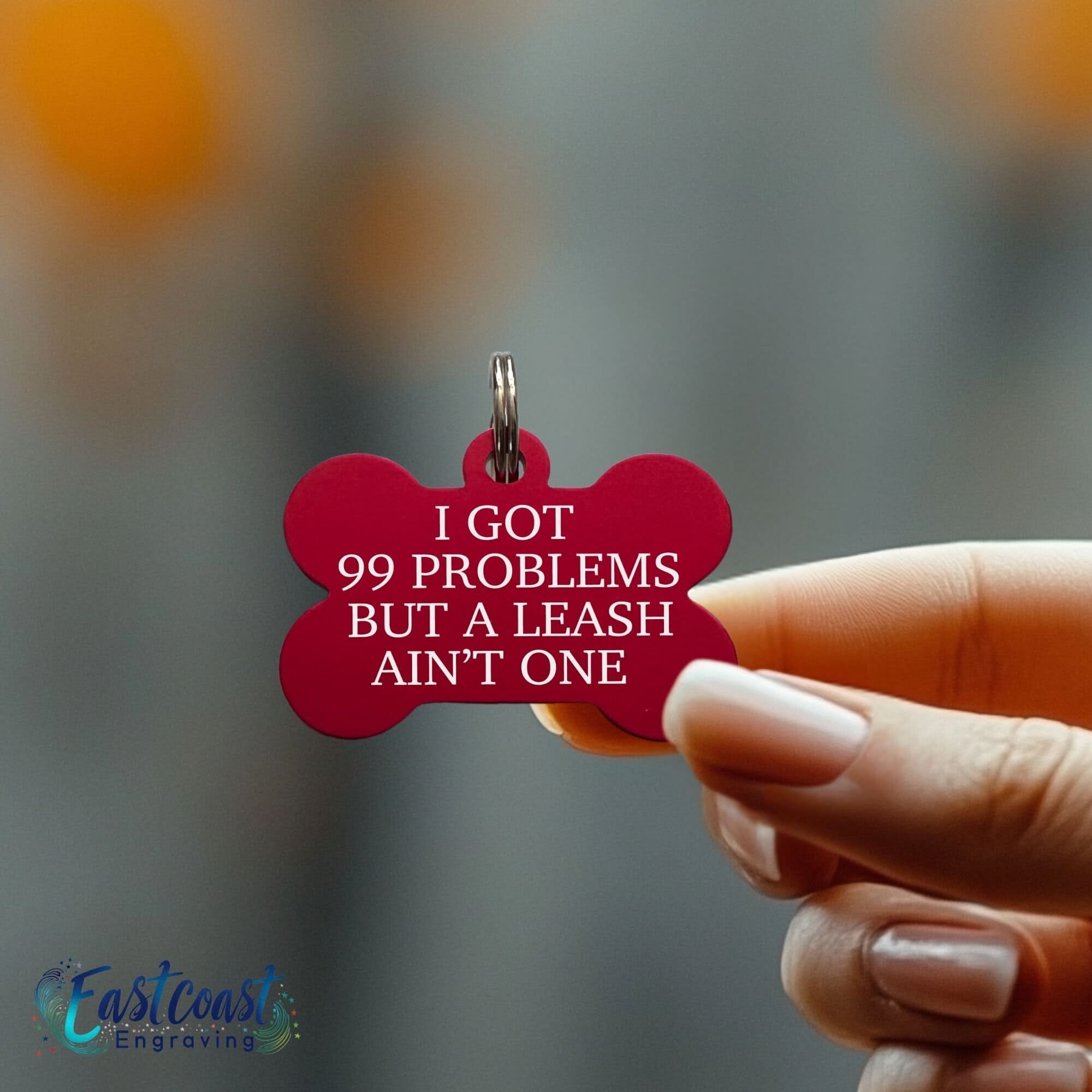 Funny dog tag - "99 Problems But a Leash Ain’t One"