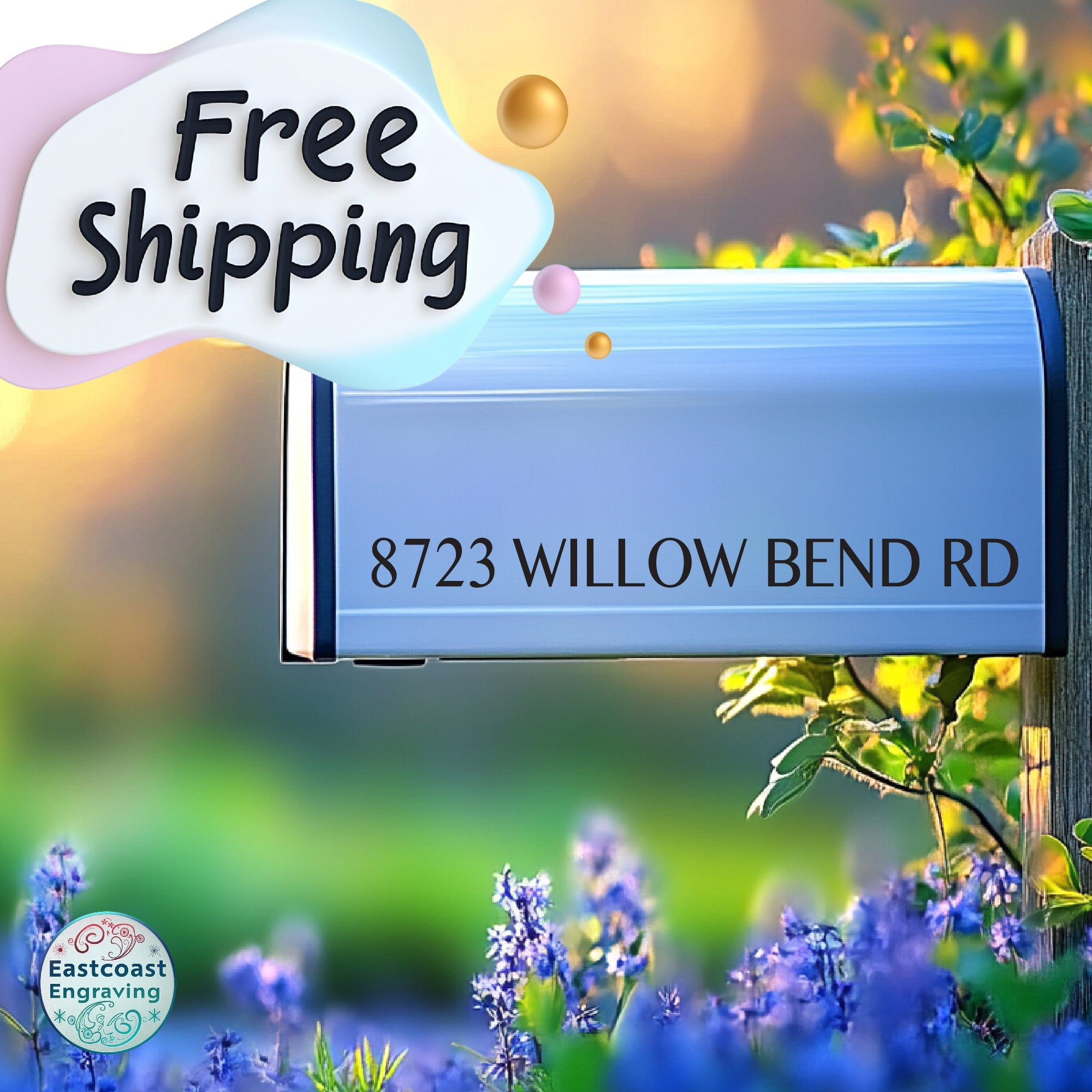 Personalized mailbox address decal in black vinyl