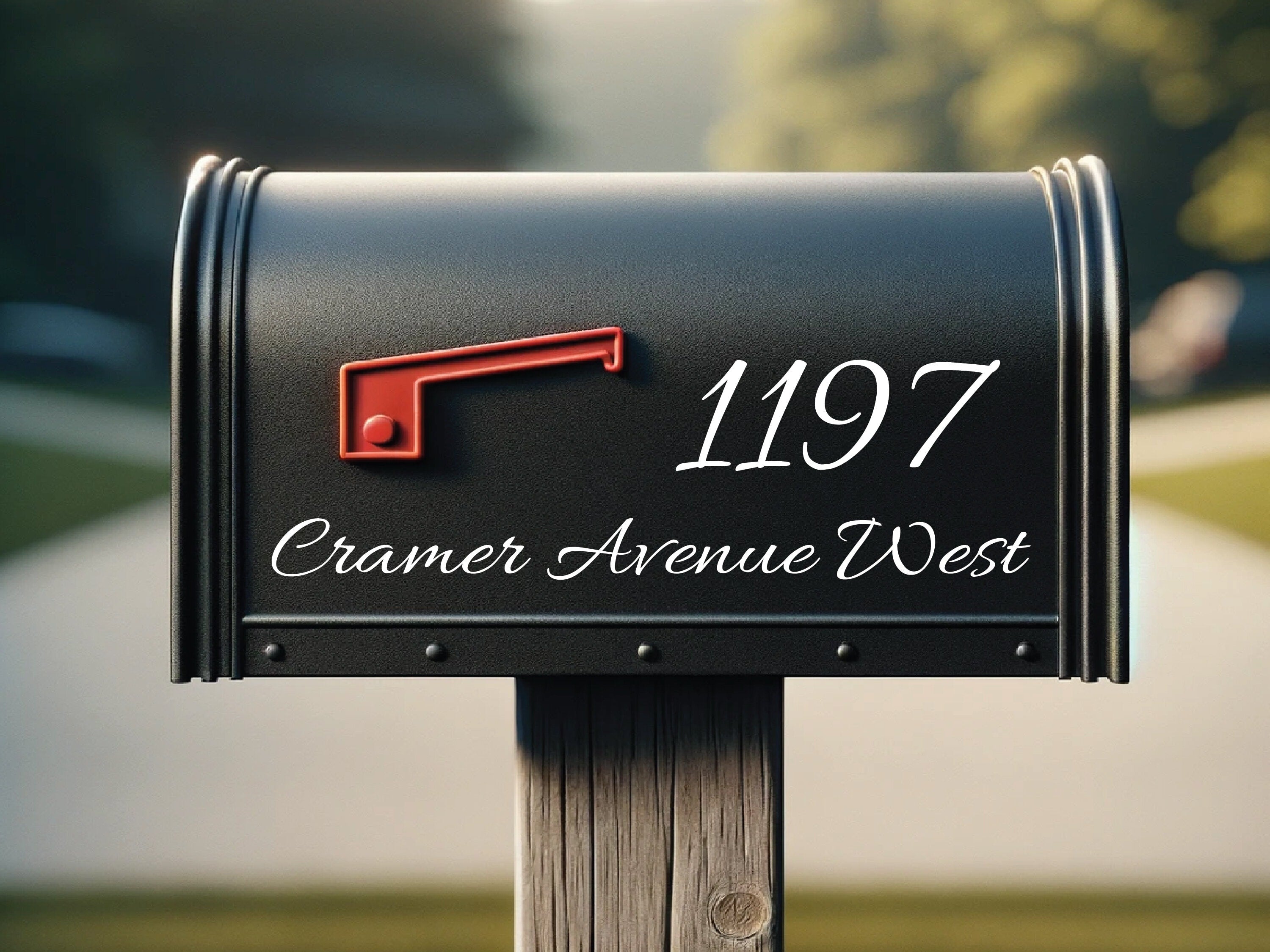 custom mailbox address decal with house number and street name