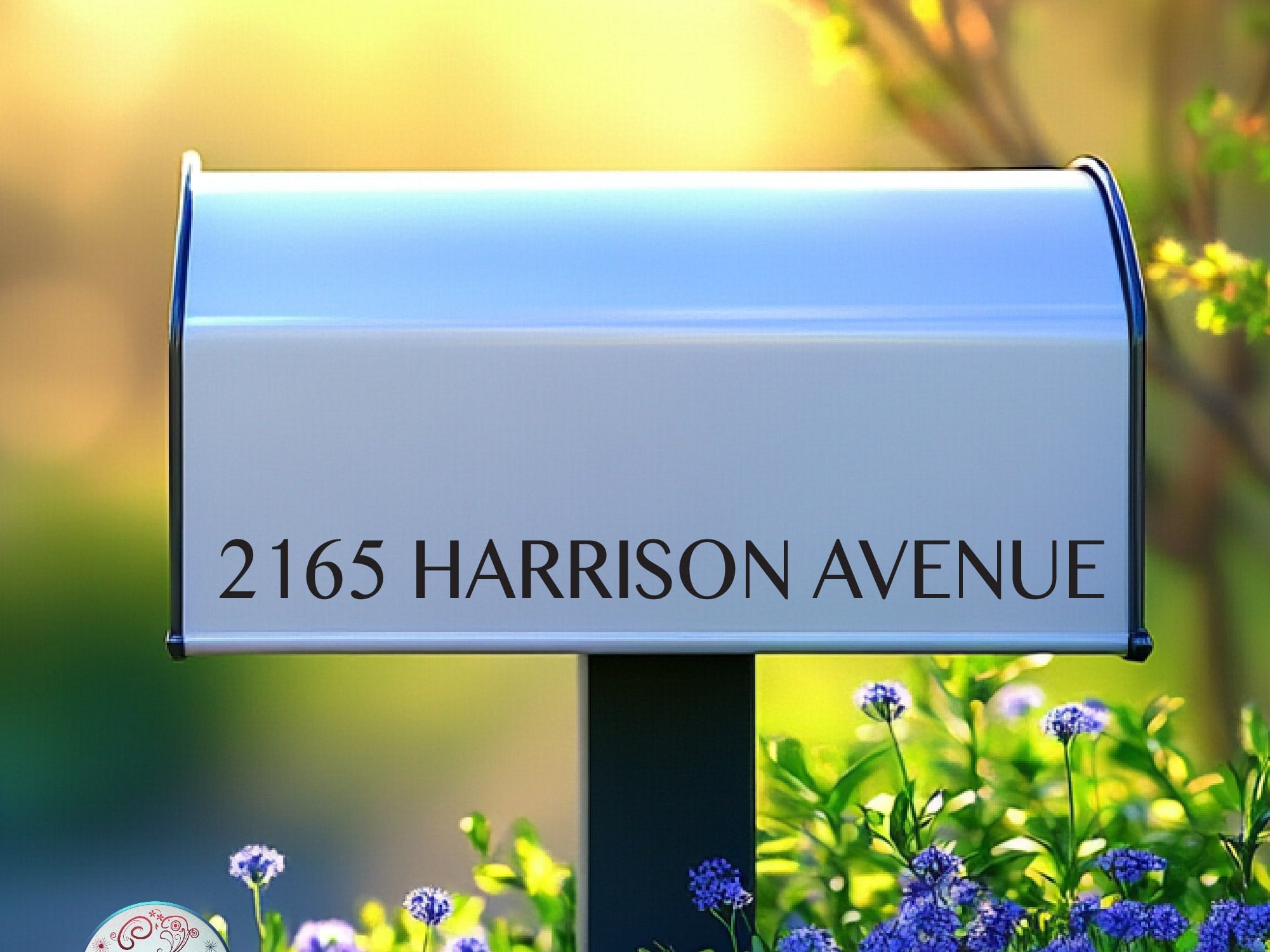 Weatherproof vinyl mailbox letters applied to standard mailbox