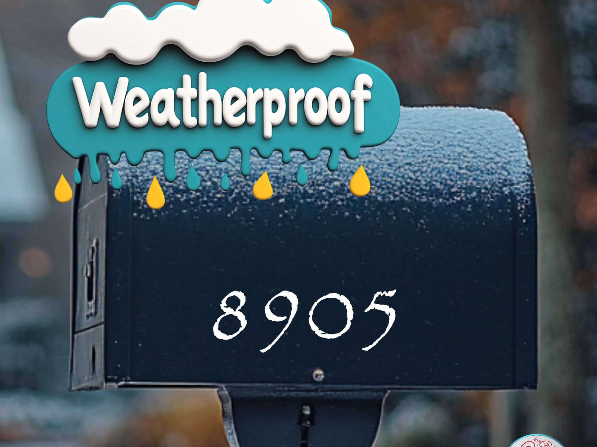 Vinyl mailbox door number decal for enhanced address visibility and USPS compliance.