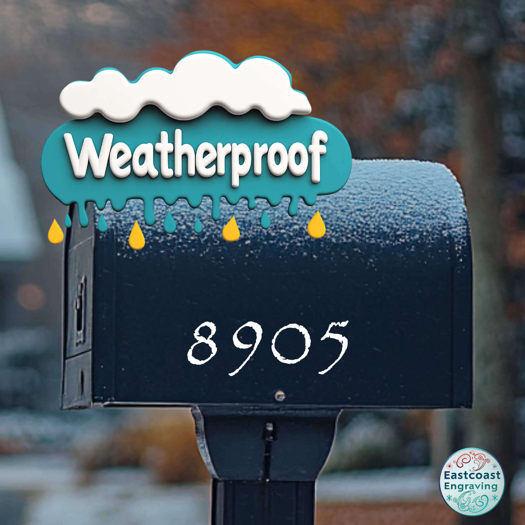 Vinyl mailbox door number decal for enhanced address visibility and USPS compliance.