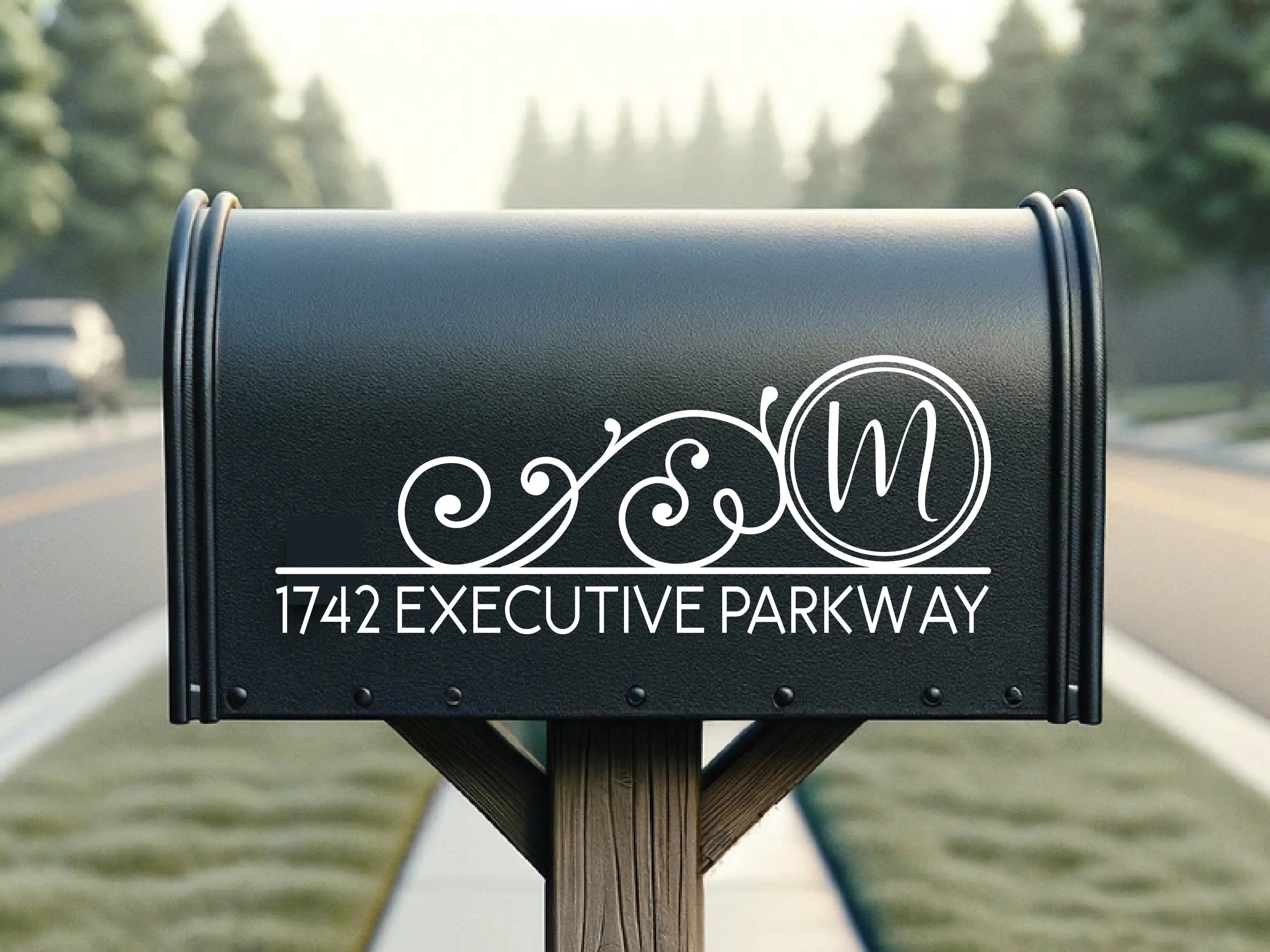 Durable vinyl mailbox decals with custom lettering for home exteriors