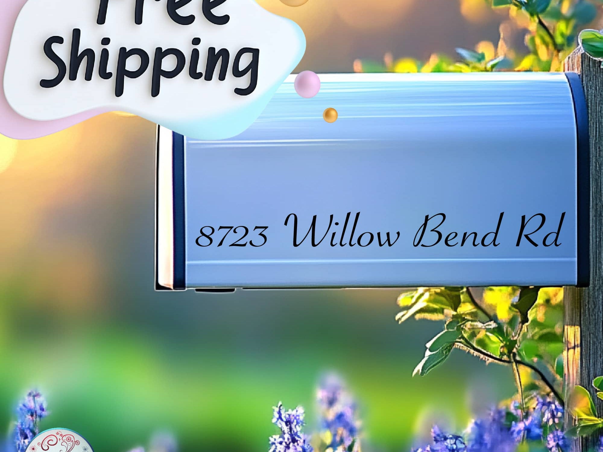 Mailbox address decal in durable weatherproof vinyl