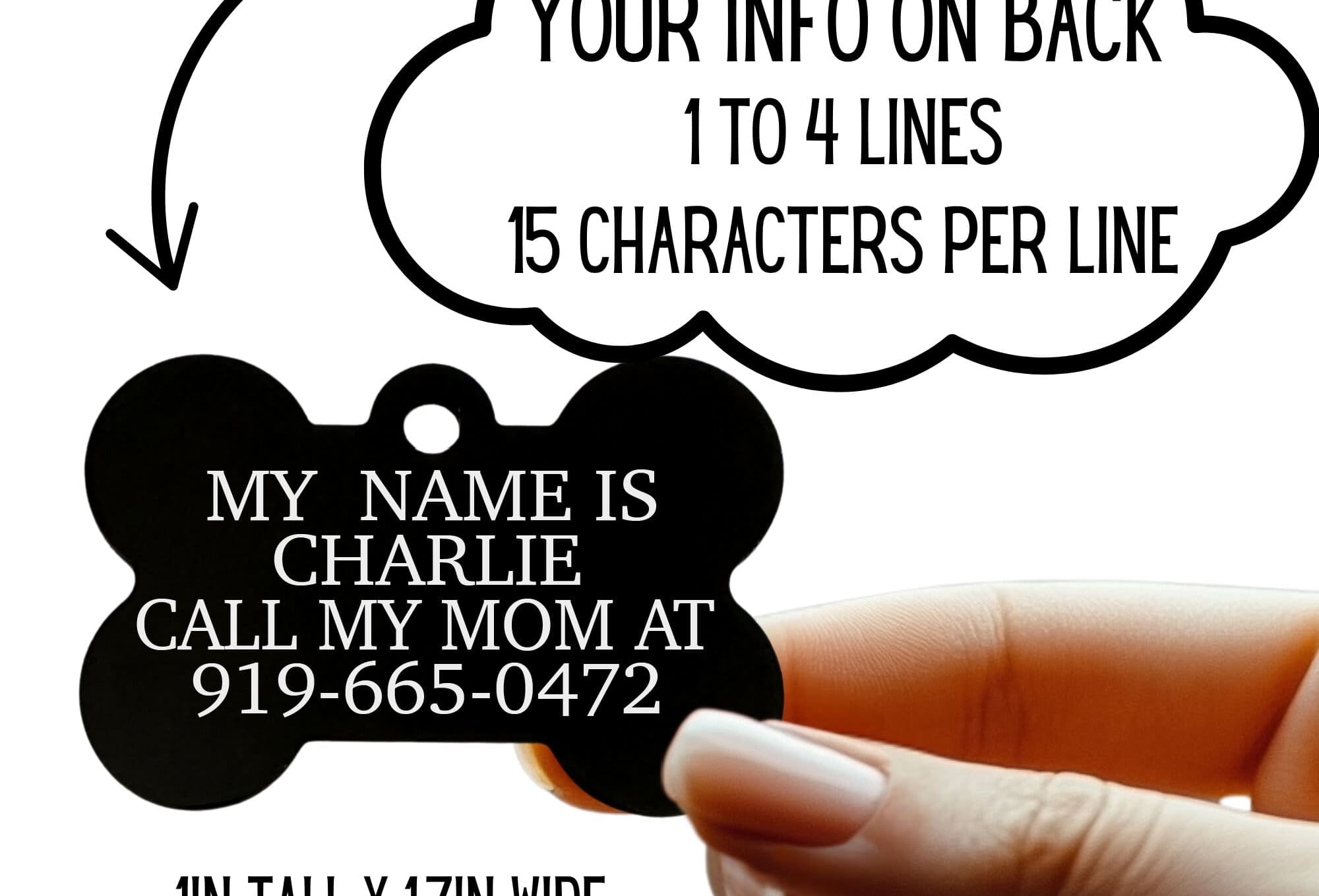 Durable aluminum pet tag with custom engraving