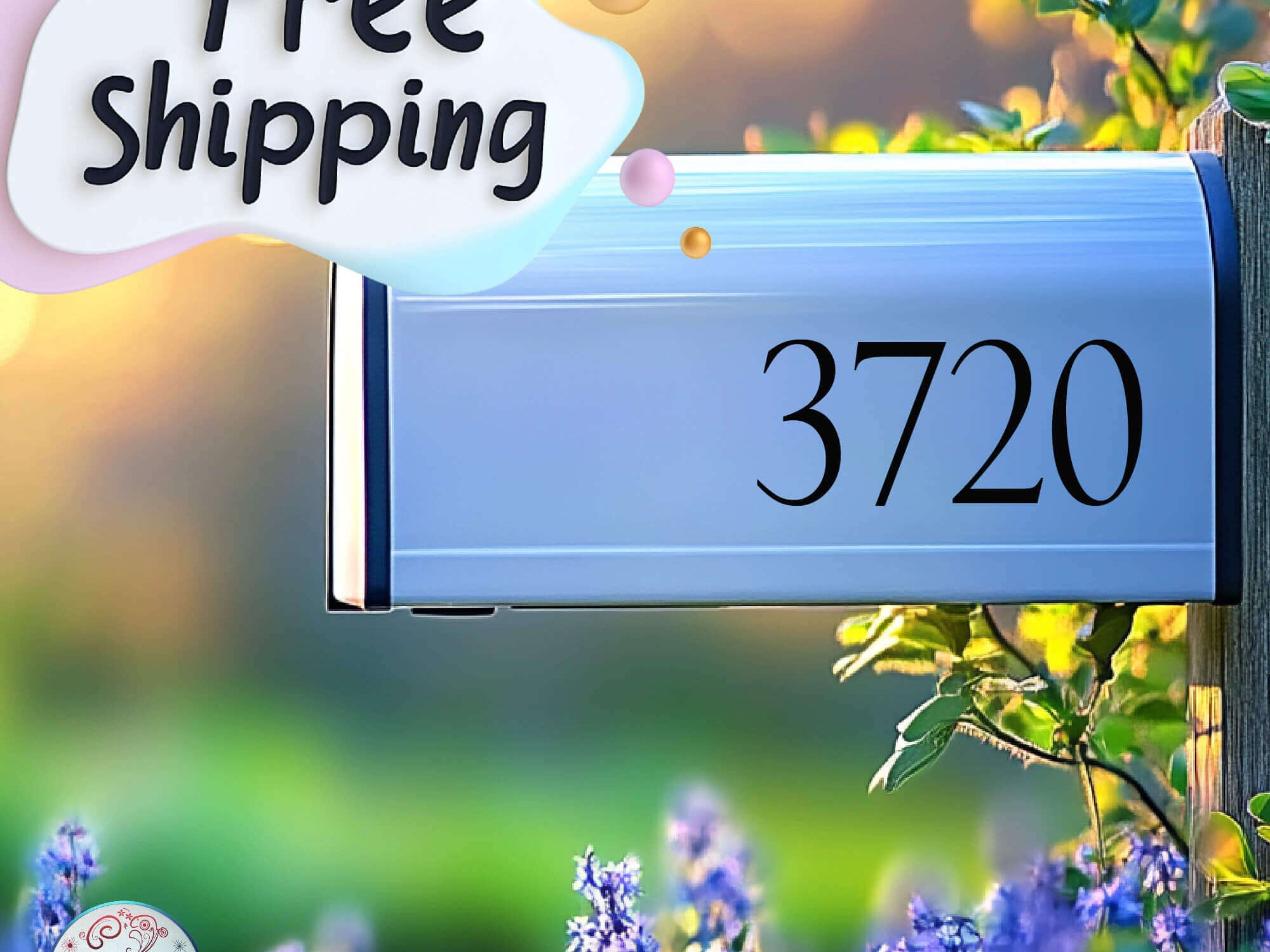 Durable weatherproof stick-on mailbox number decals.