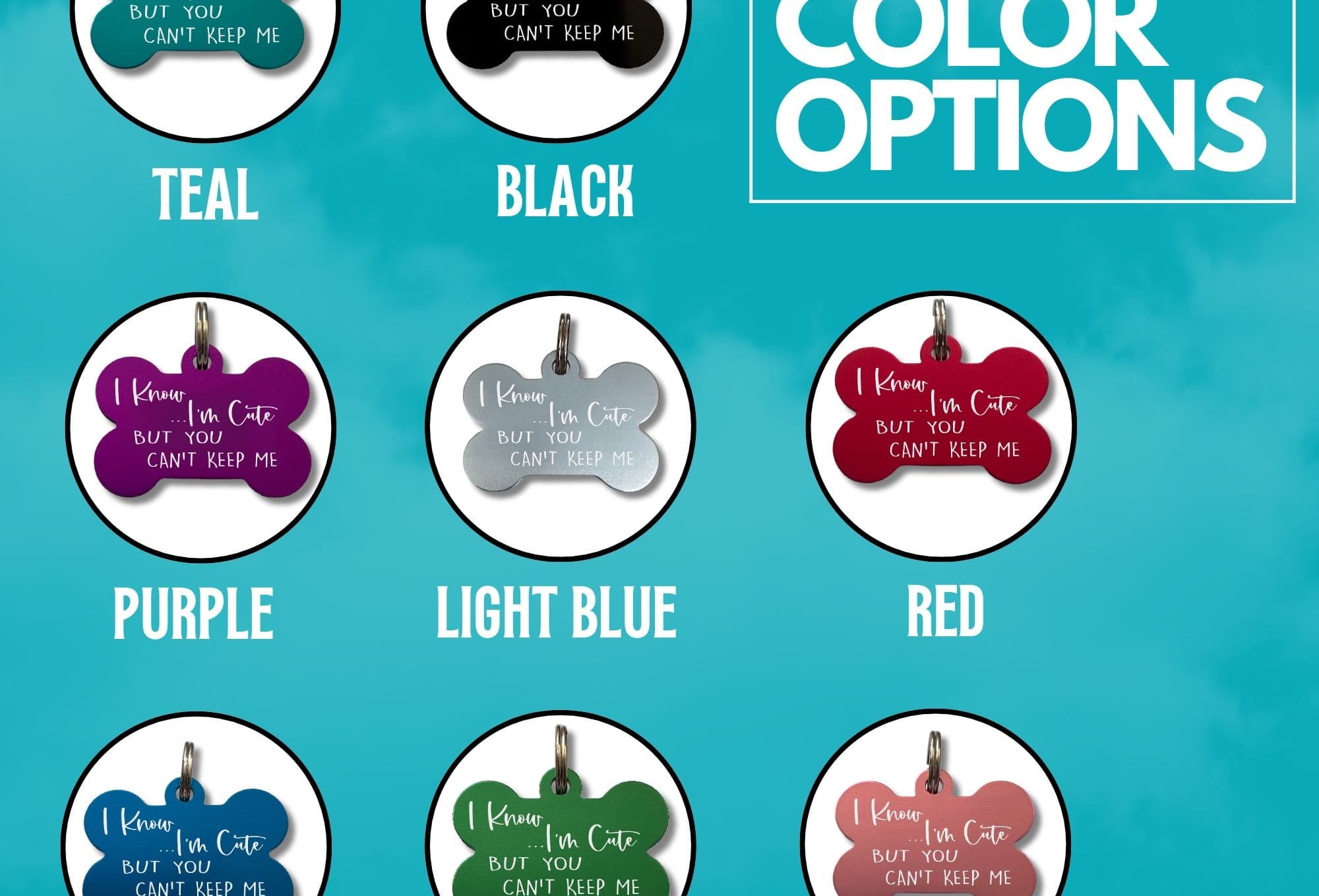 Personalized pet ID tag in 8 colors - Funny dog name tag for collars