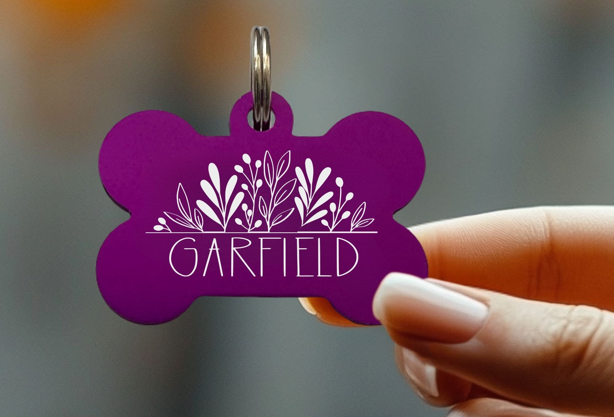 Personalized Pet Collar Tag with Floral Design