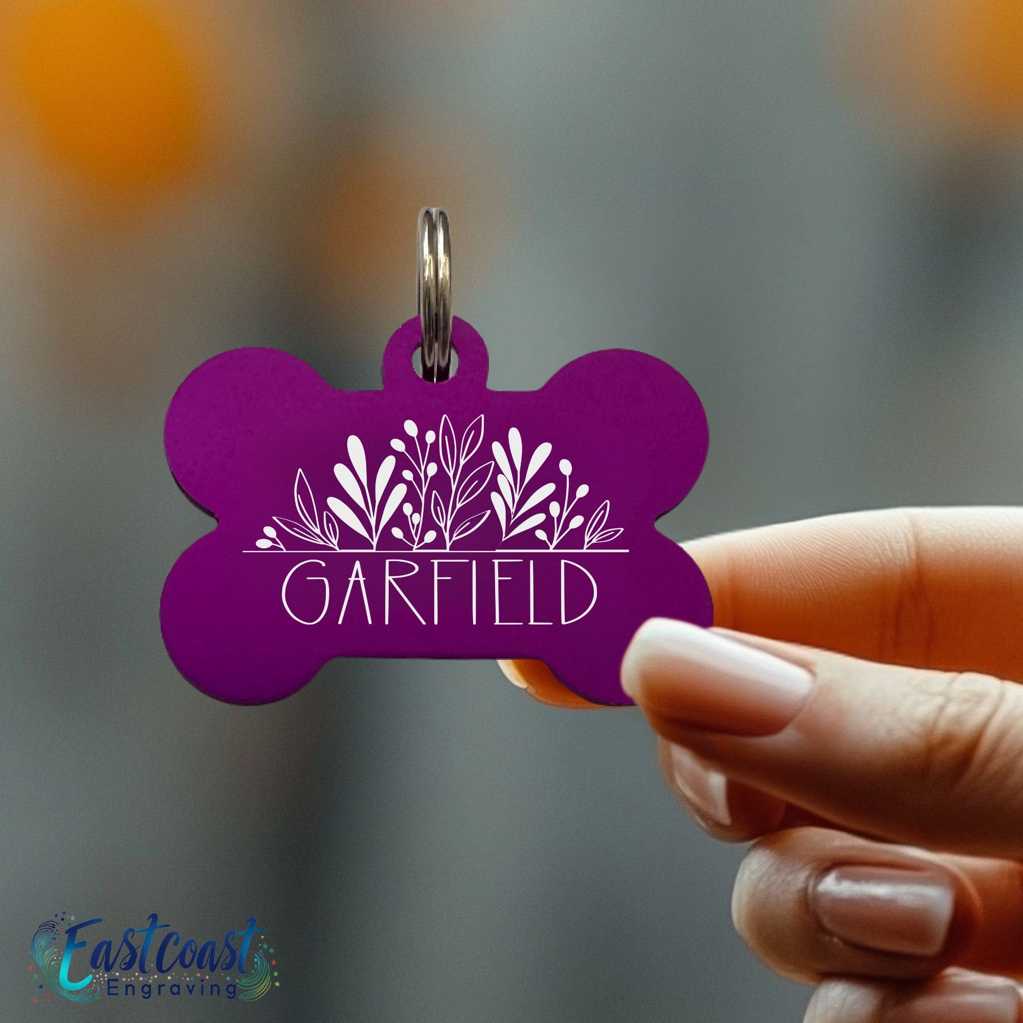 Personalized Pet Collar Tag with Floral Design