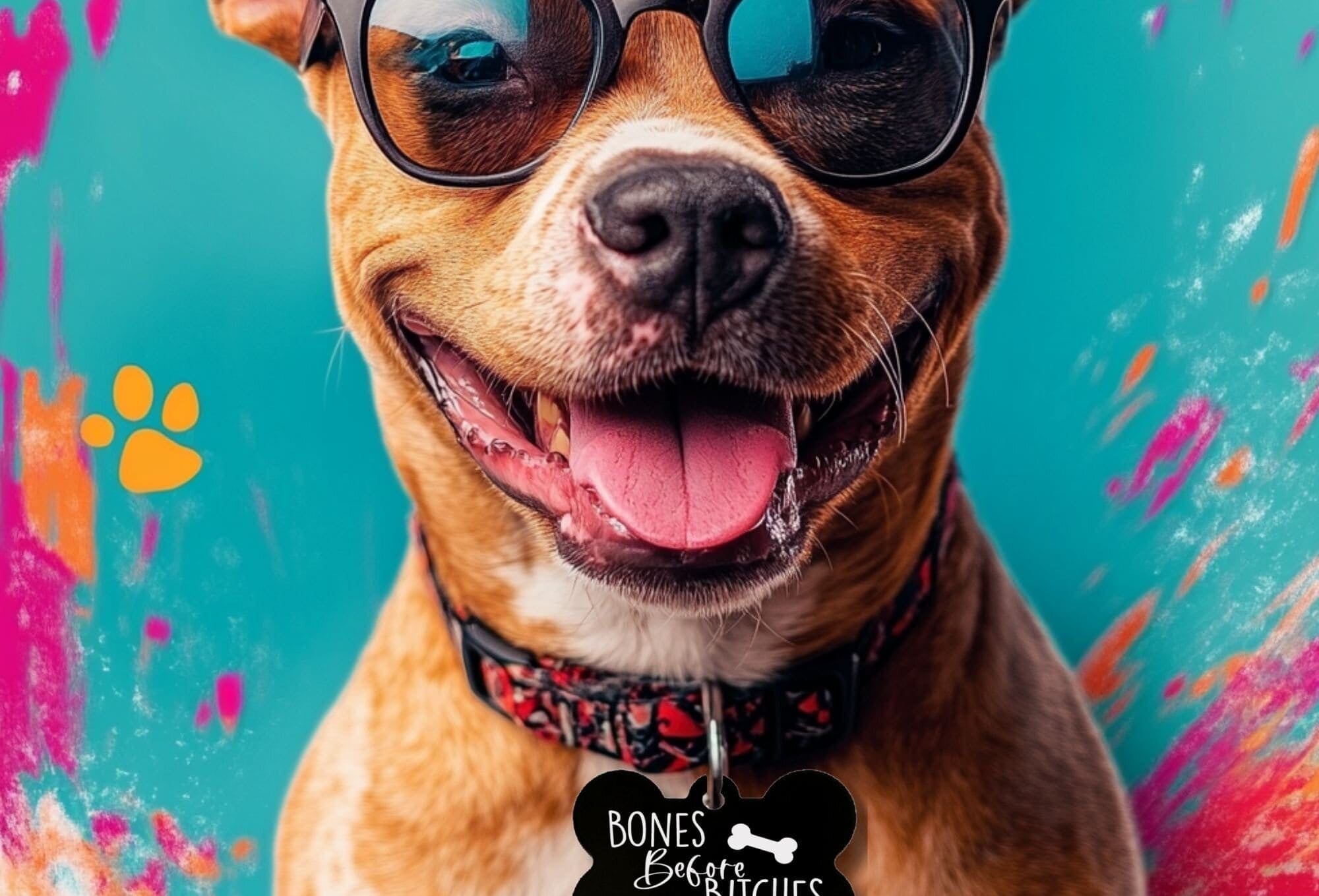 Funny engraved dog tag - Bones Before Bitches custom tag