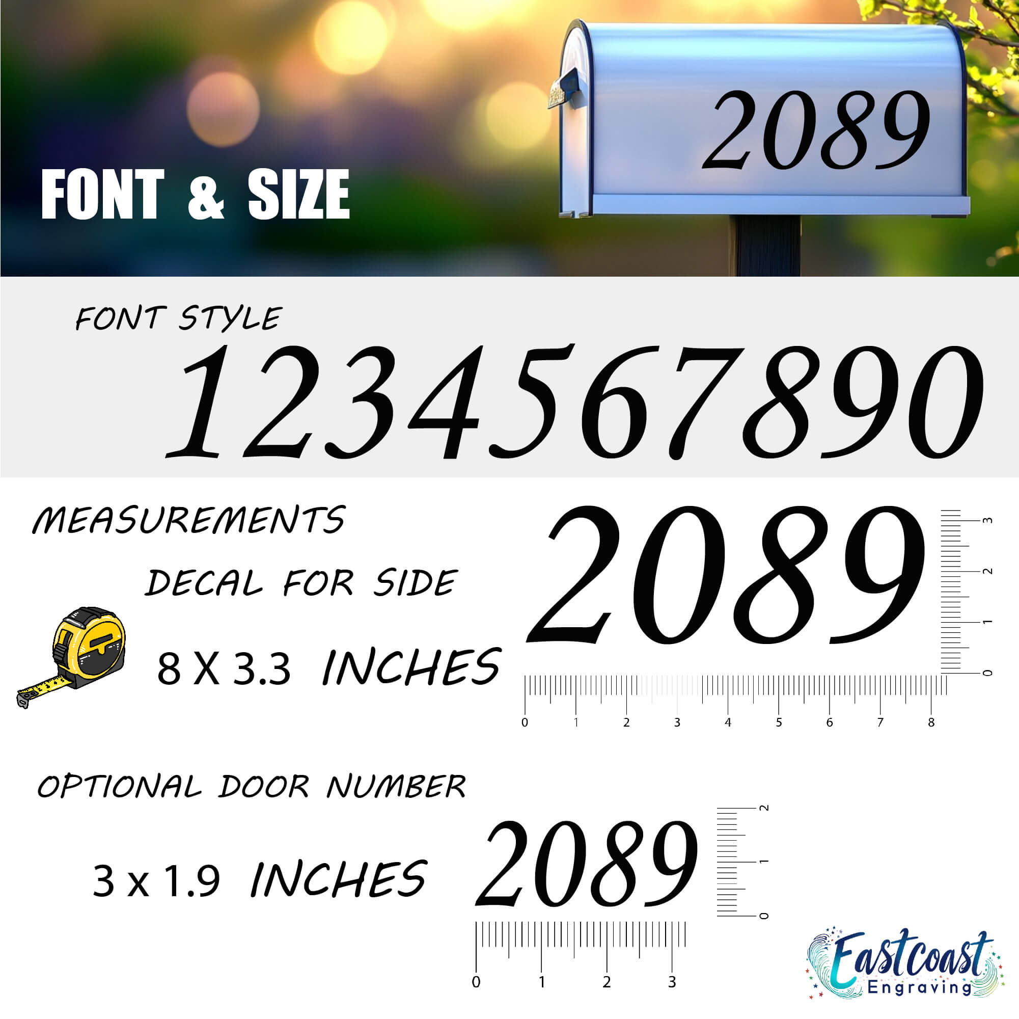 Professional-looking mailbox decals for visibility