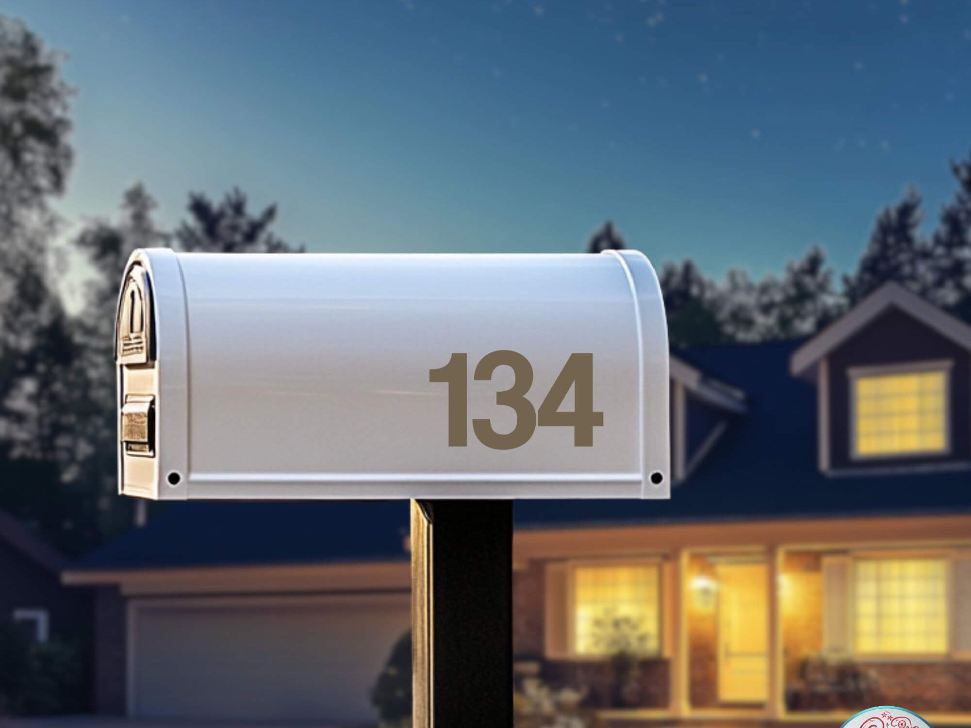 Modern mailbox number stickers in bold font