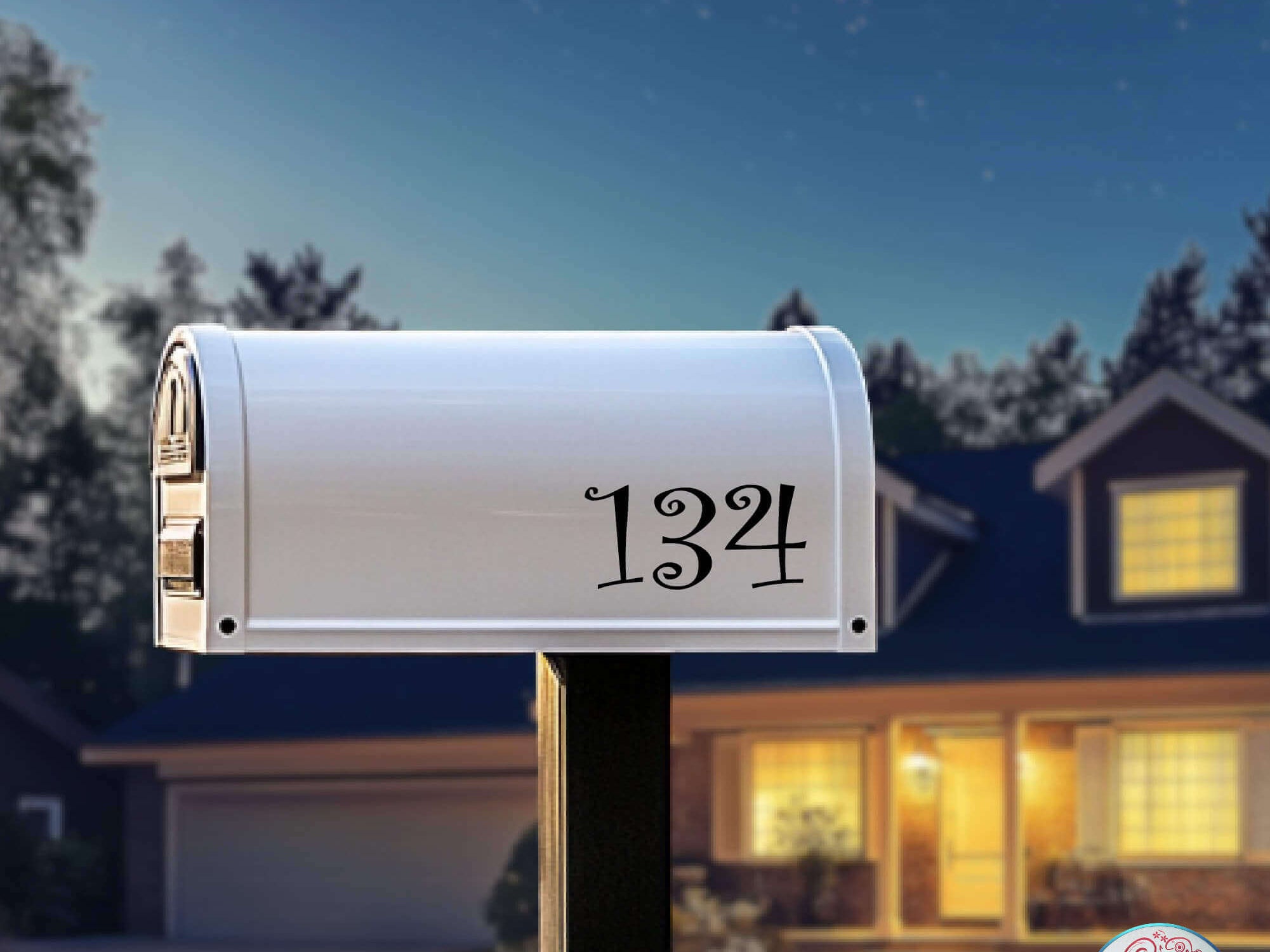Custom house number decal in weatherproof material