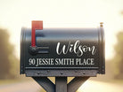 Mailbox enhanced with weatherproof vinyl address sticker.