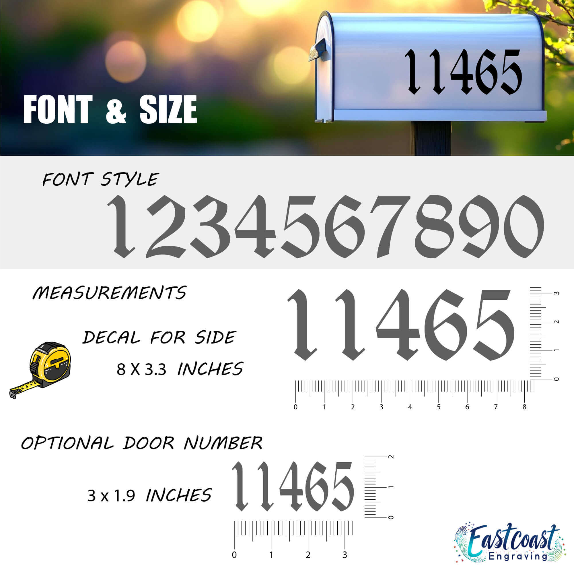 Stylish mailbox number stickers for outdoor curb appeal