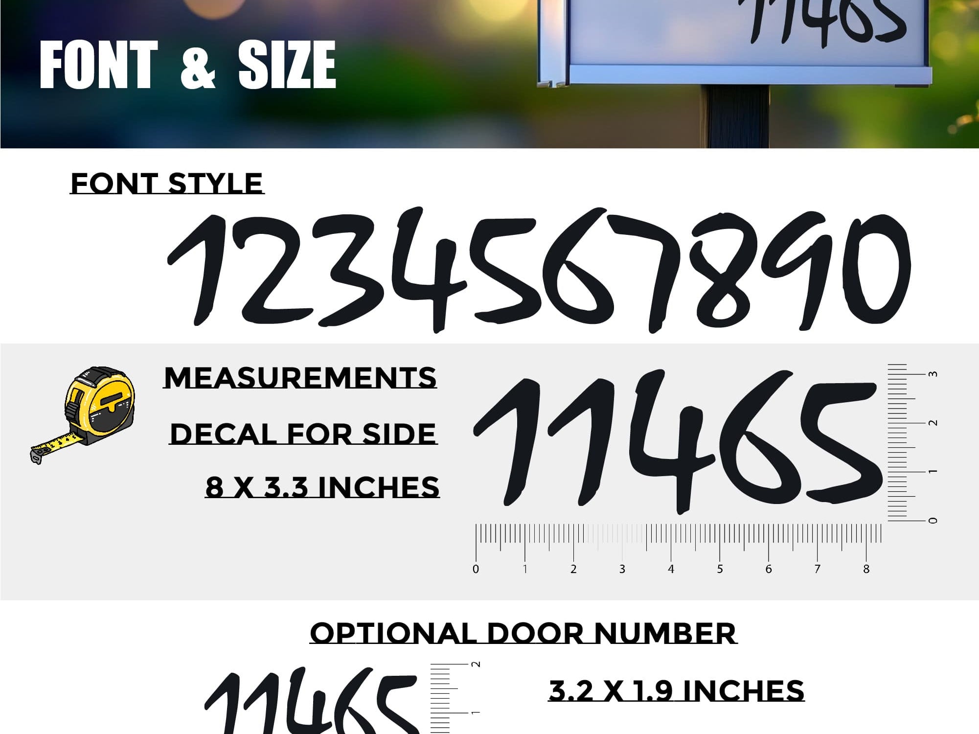 Free practice decal included with custom mailbox numbers