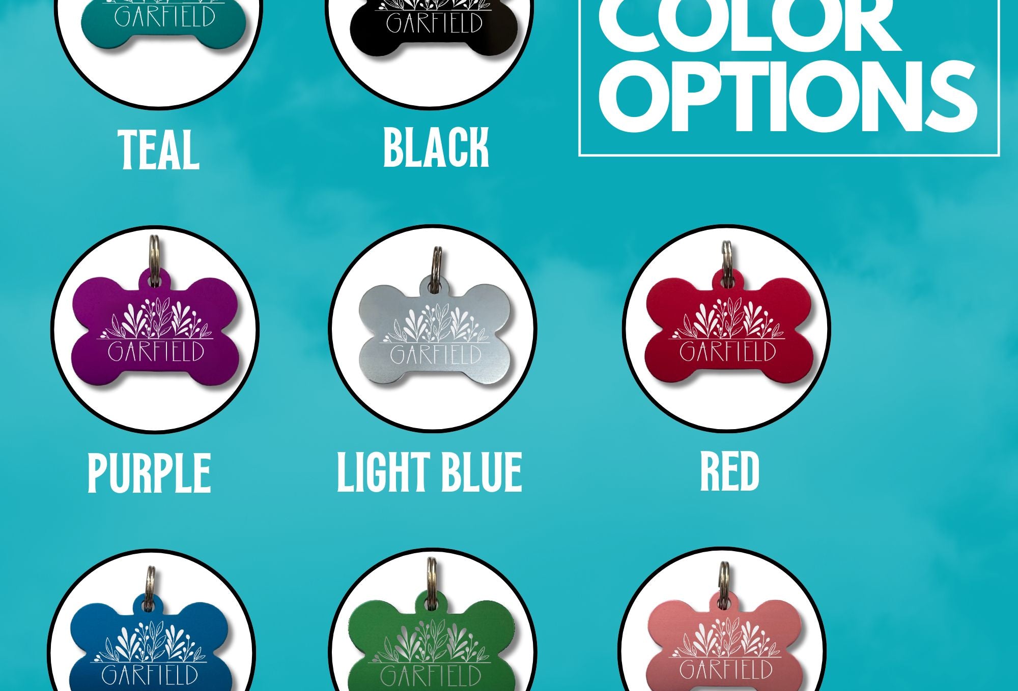 Personalized Pet ID Tag with Floral Design