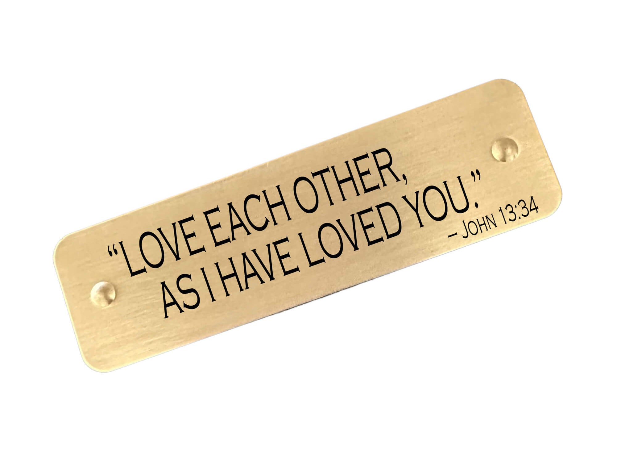 Christian engraved scripture tag featuring John 13:34 – Love each other