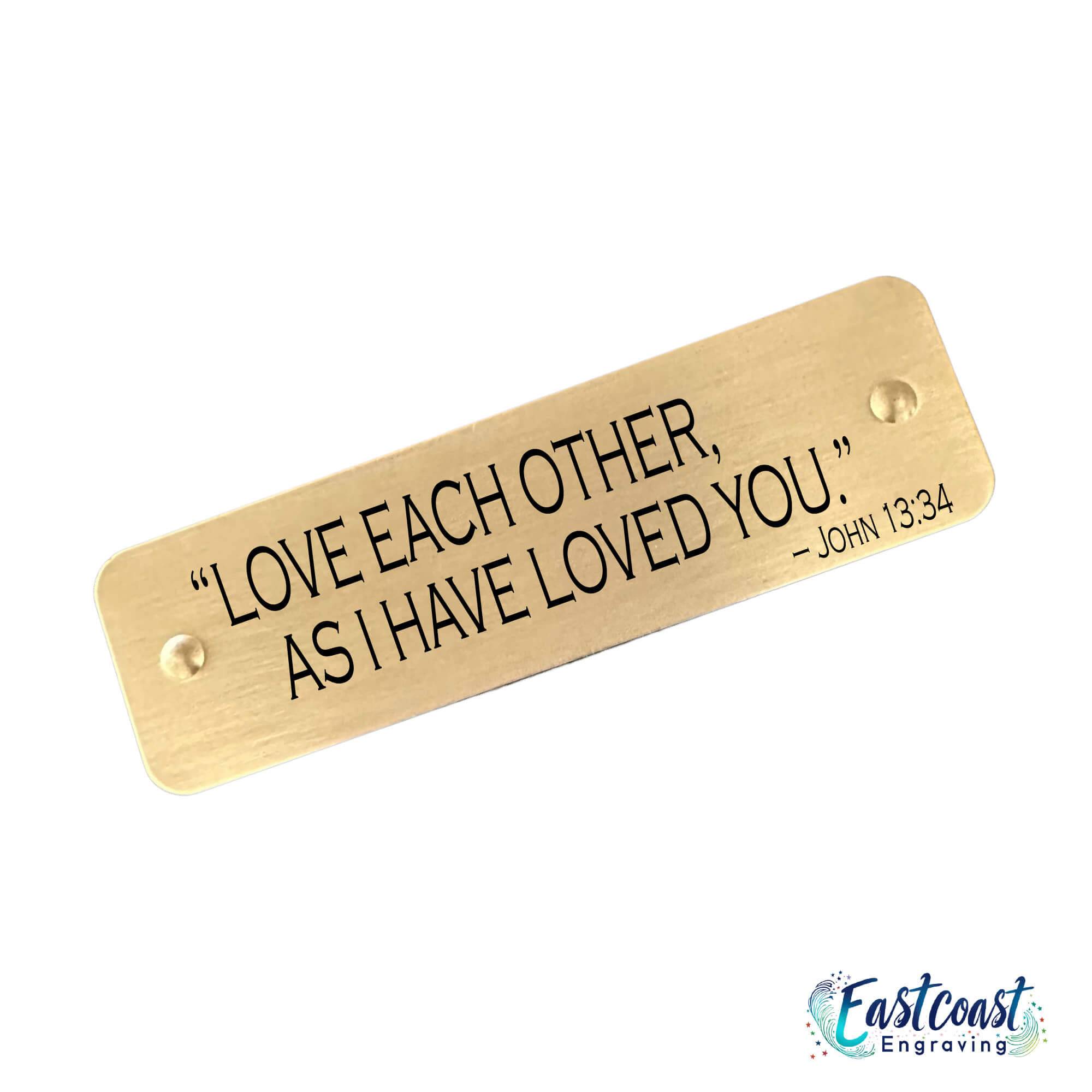 Christian engraved scripture tag featuring John 13:34 – Love each other