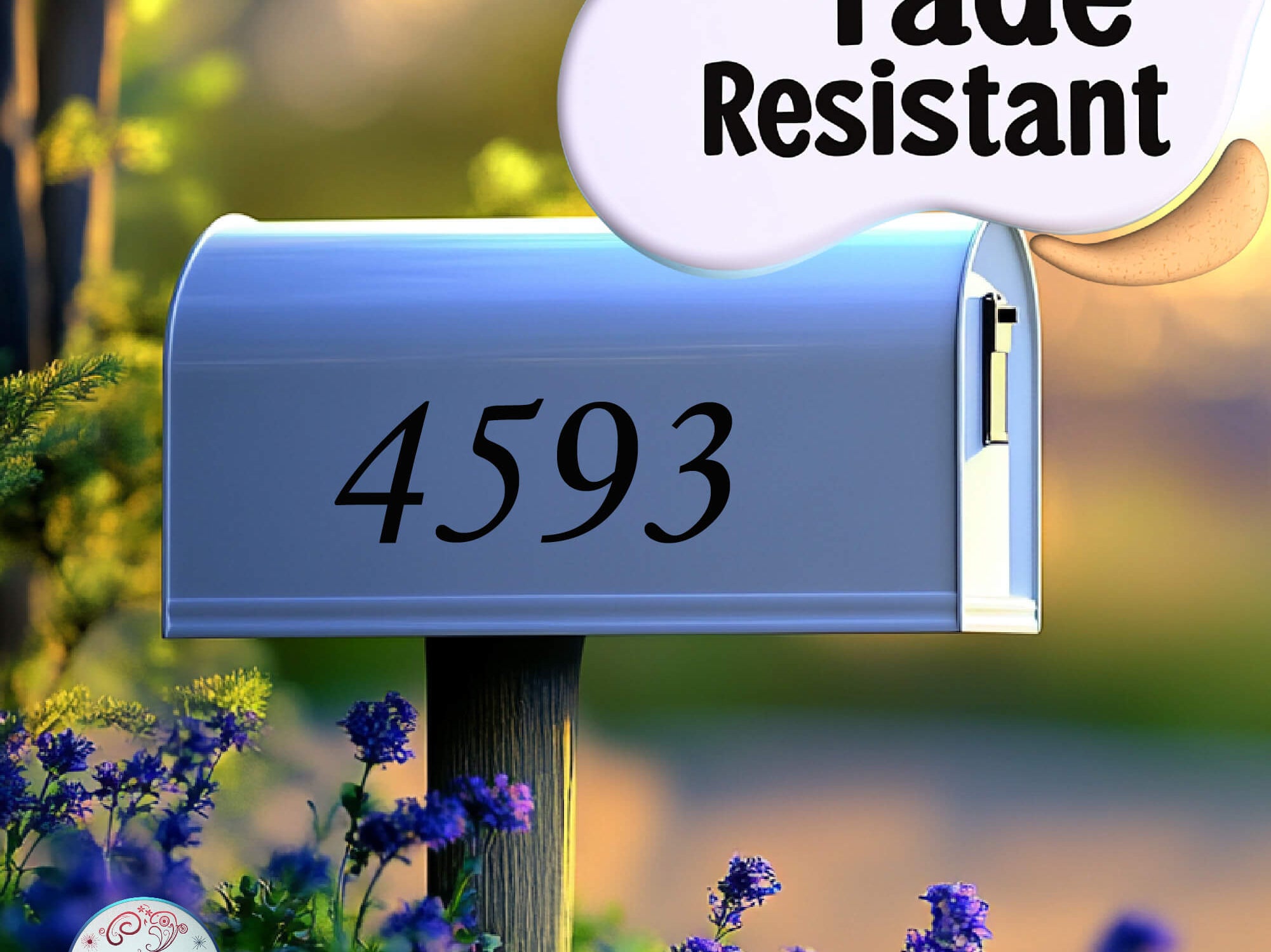 Custom mailbox number decals for outdoor use