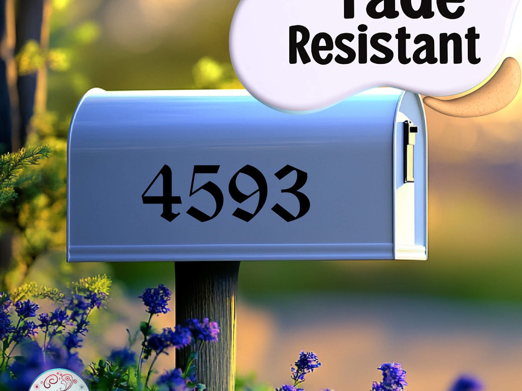 Peel-and-stick mailbox number stickers for simple application