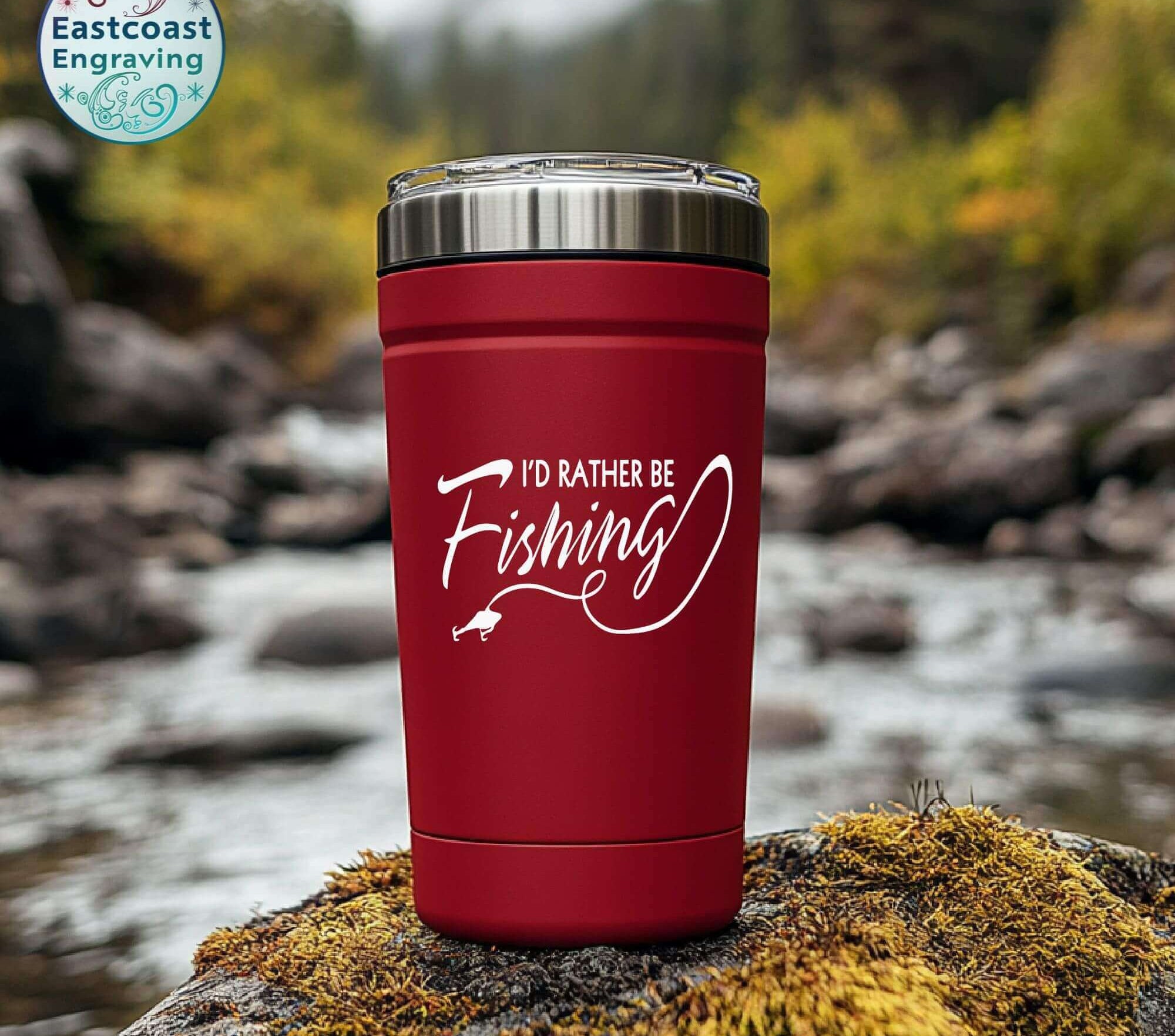 Fishing lover vinyl sticker on a tumbler – stylish and fun for any fisherman