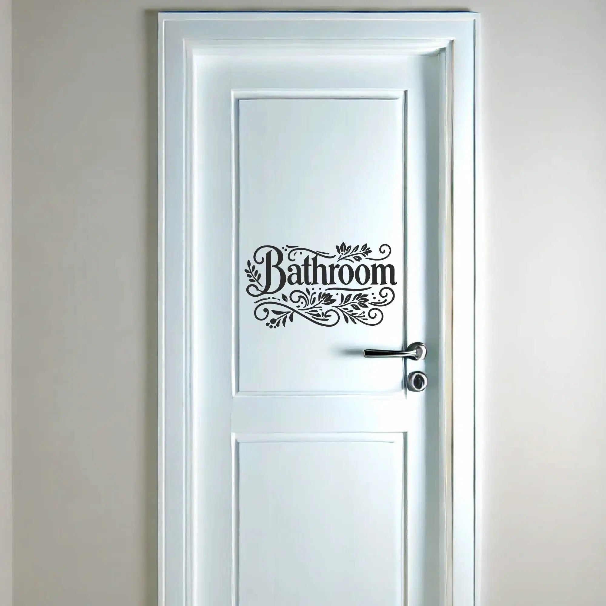 Flower bathroom wall sticker applied to smooth door surface