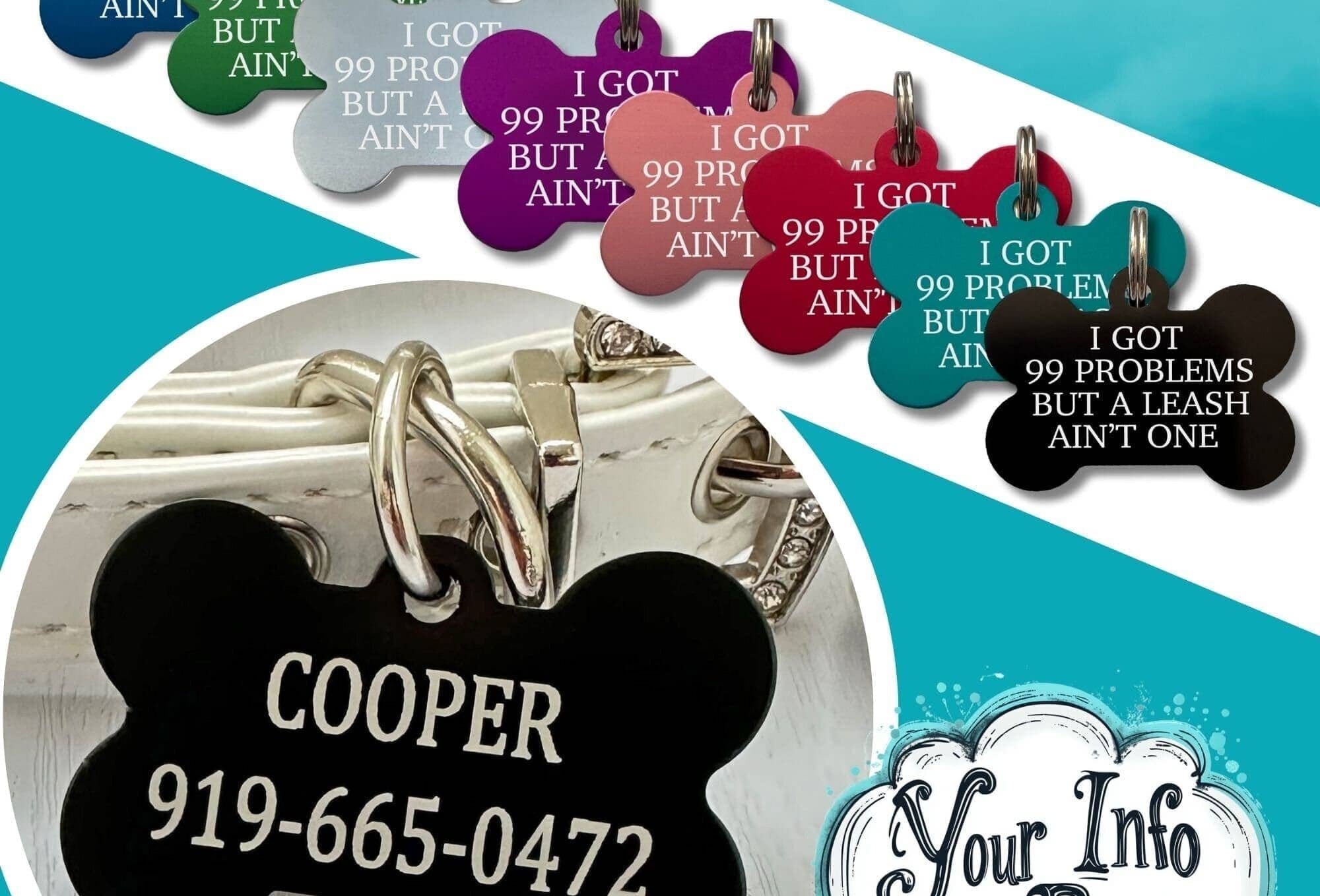 Unique custom dog ID tag for pet safety