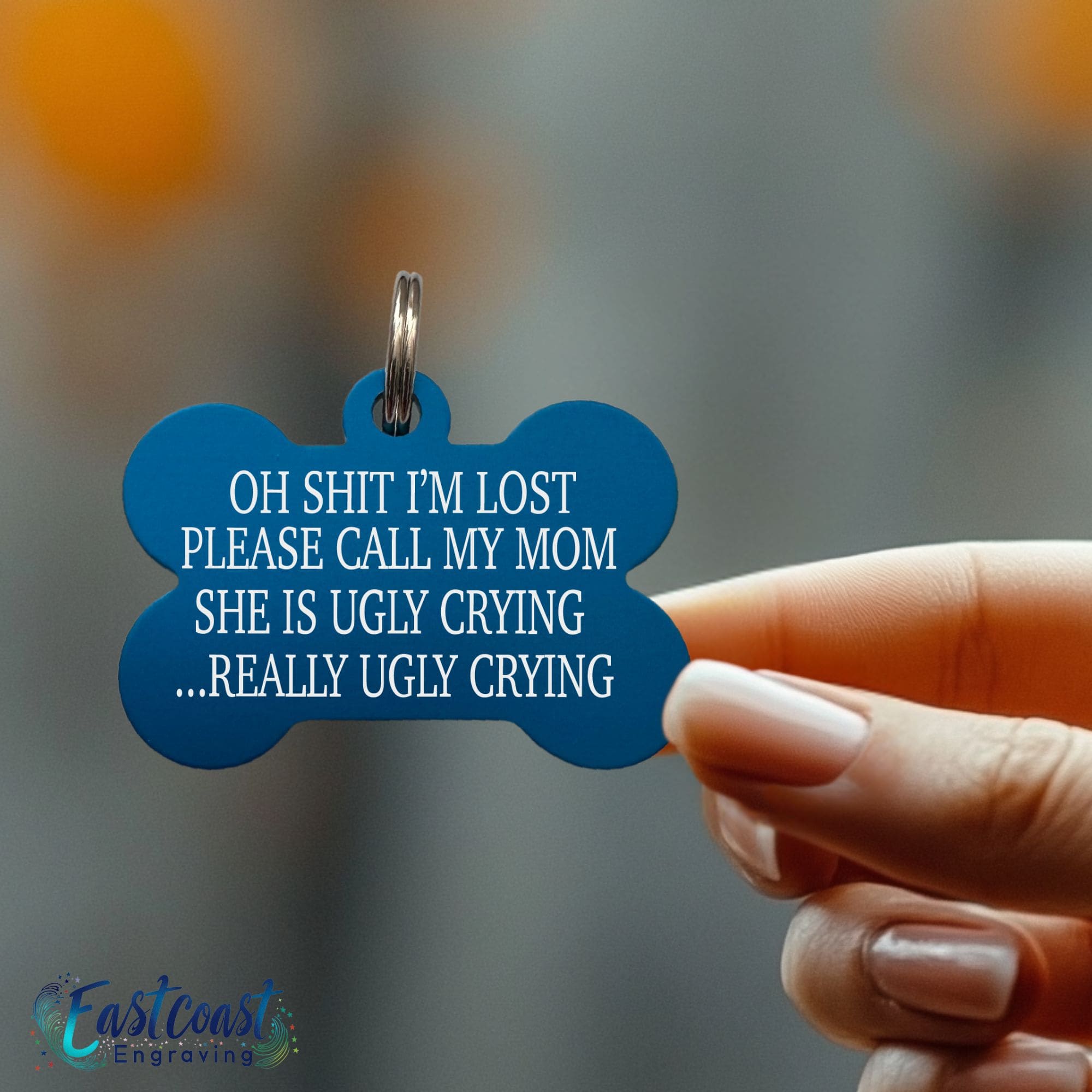 Engraved dog name tags with humorous sayings