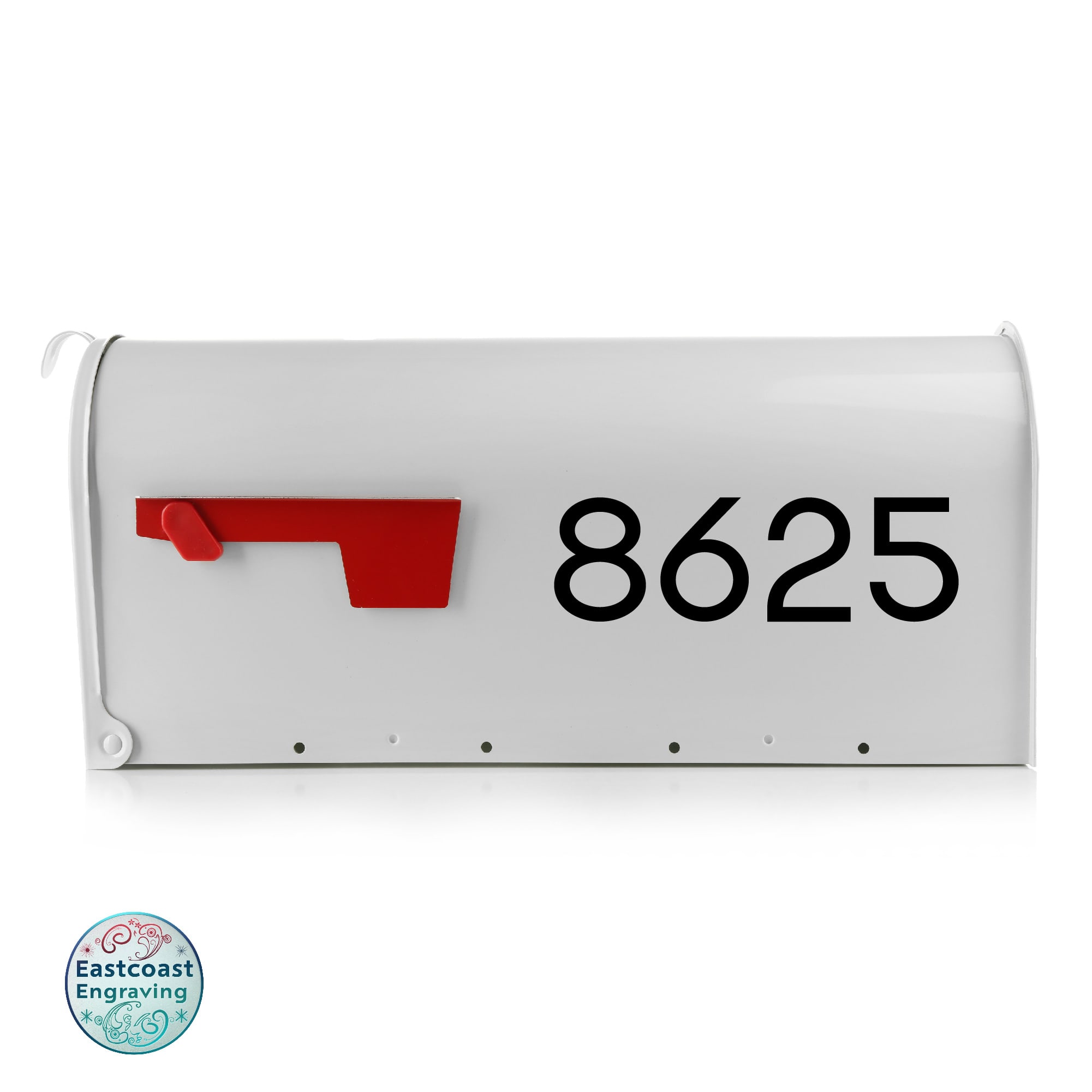 Custom vinyl mailbox numbers in modern font, weatherproof finish