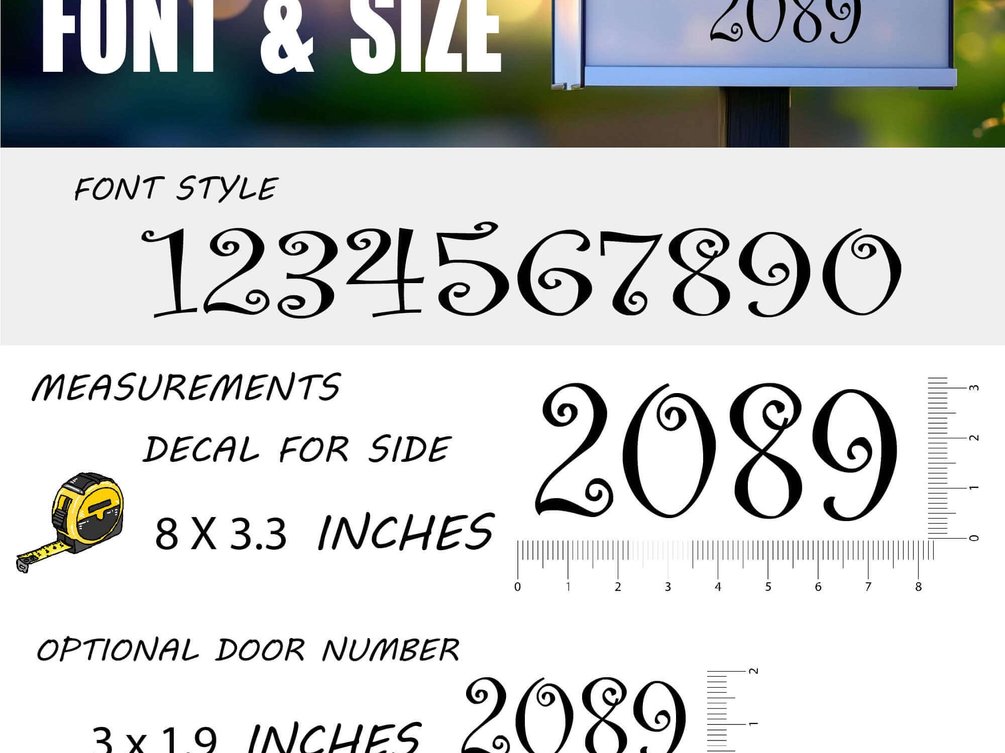 Home address vinyl decals in multiple colors