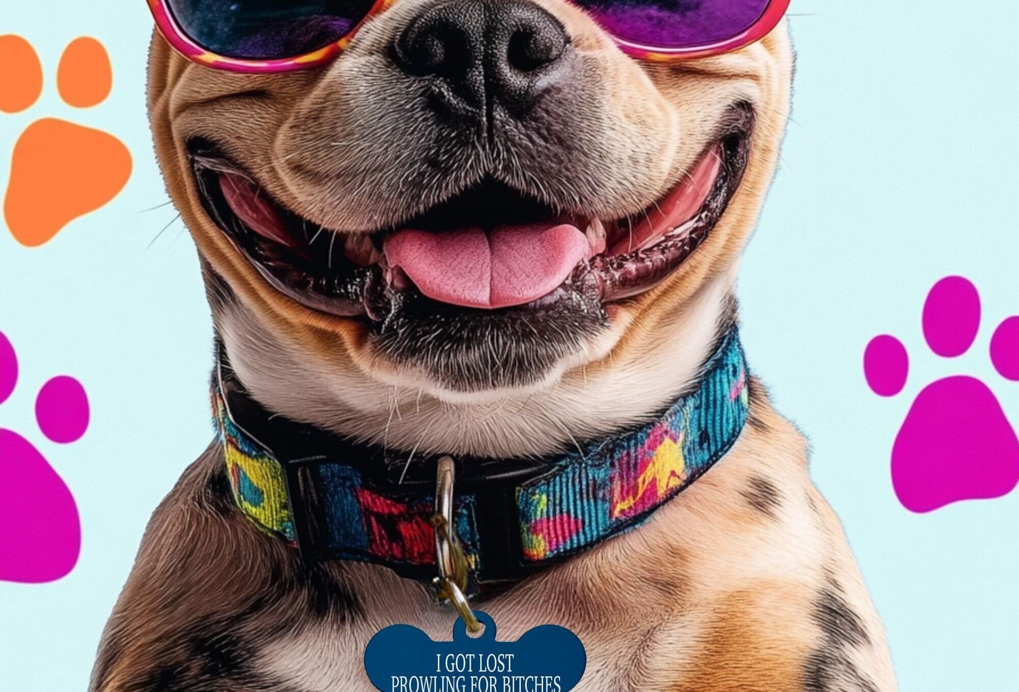 Blue custom engraved pet tag – funny dog name tag